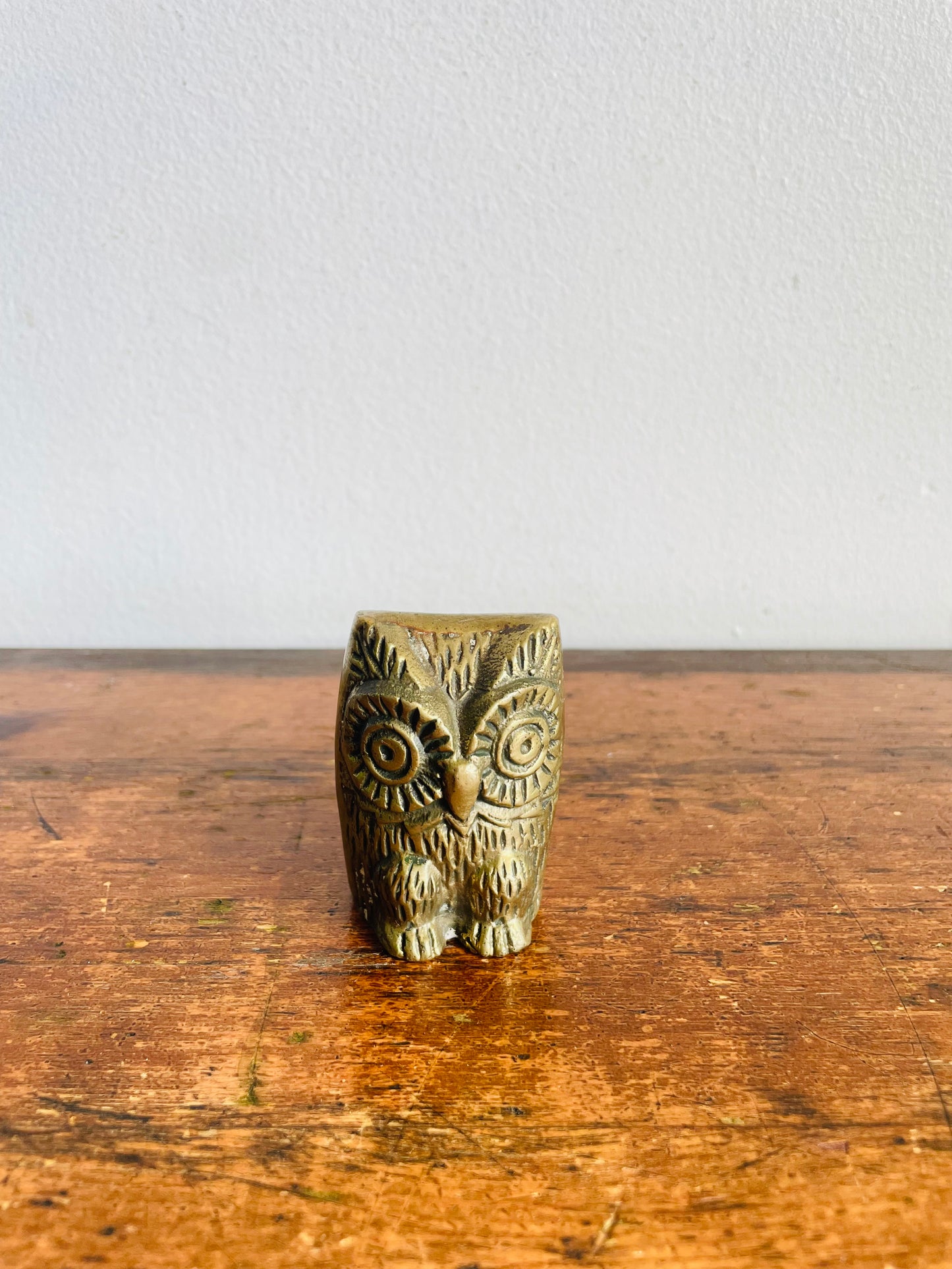 Vintage 2.25" Tall Solid Brass Owl Figurine