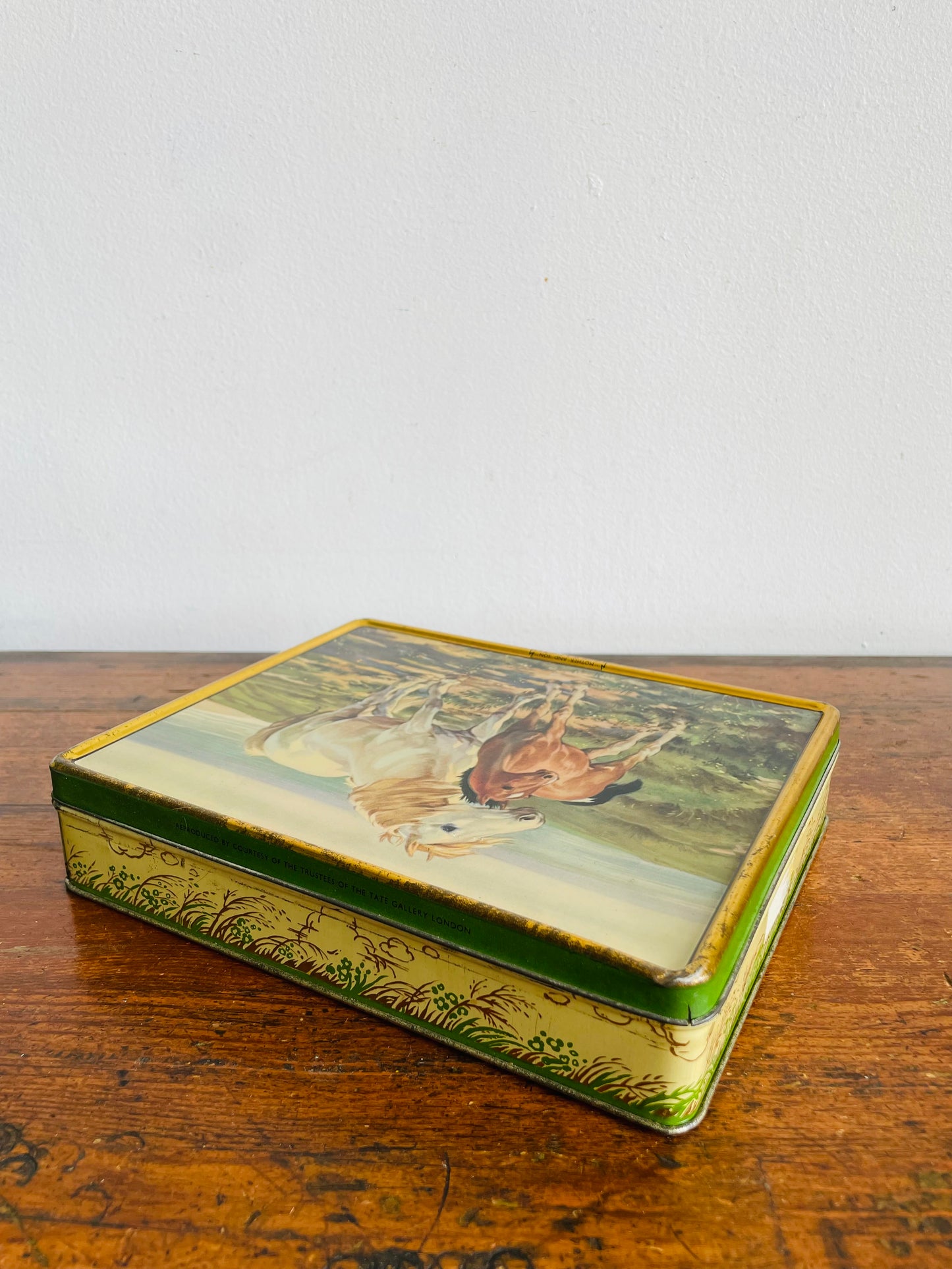 Vintage Candy Tin with "Mother and Son" Horse Scene - H.W.B. Davis, R.A. - A.S. Wilkin Ltd. Cremona & Red Boy Toffees - England