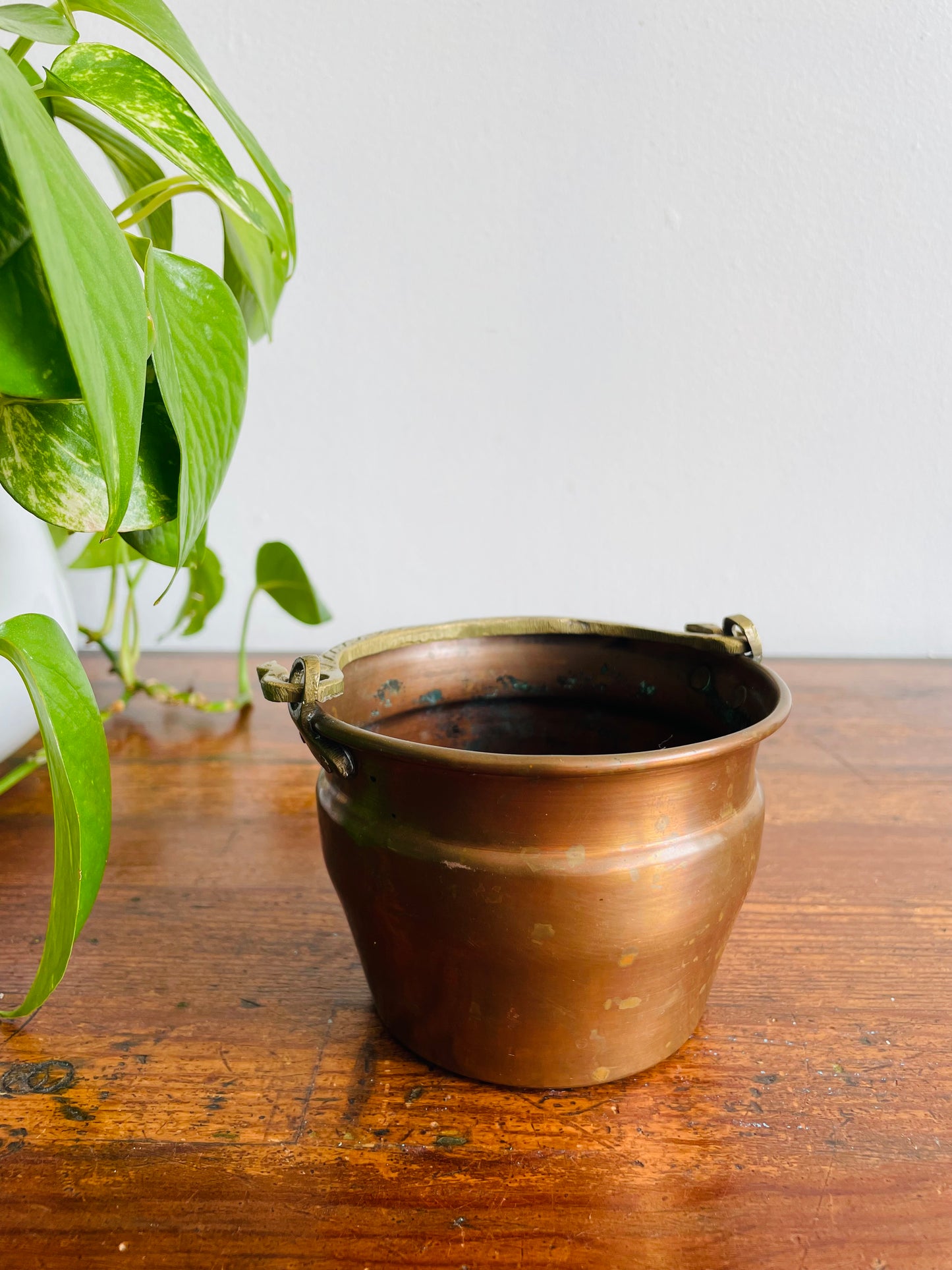 Copper Bucket Pail with Etched Brass Handle - Makes a Great Planter Pot!