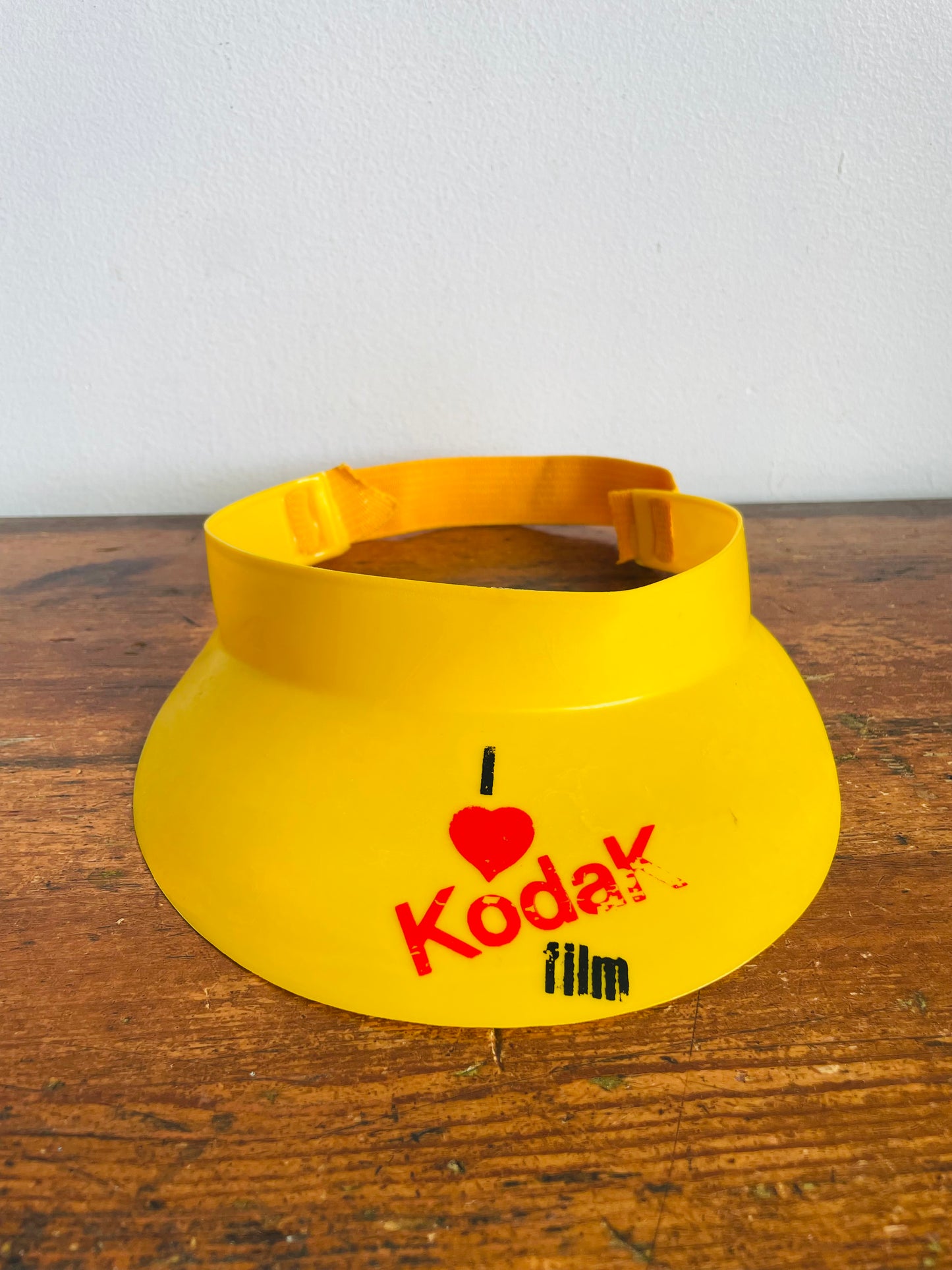 Vintage Bright Yellow I Love Kodak Film Plastic Sun Visor Hat - Made in Venezuela - For the Camera & Photography Lover!