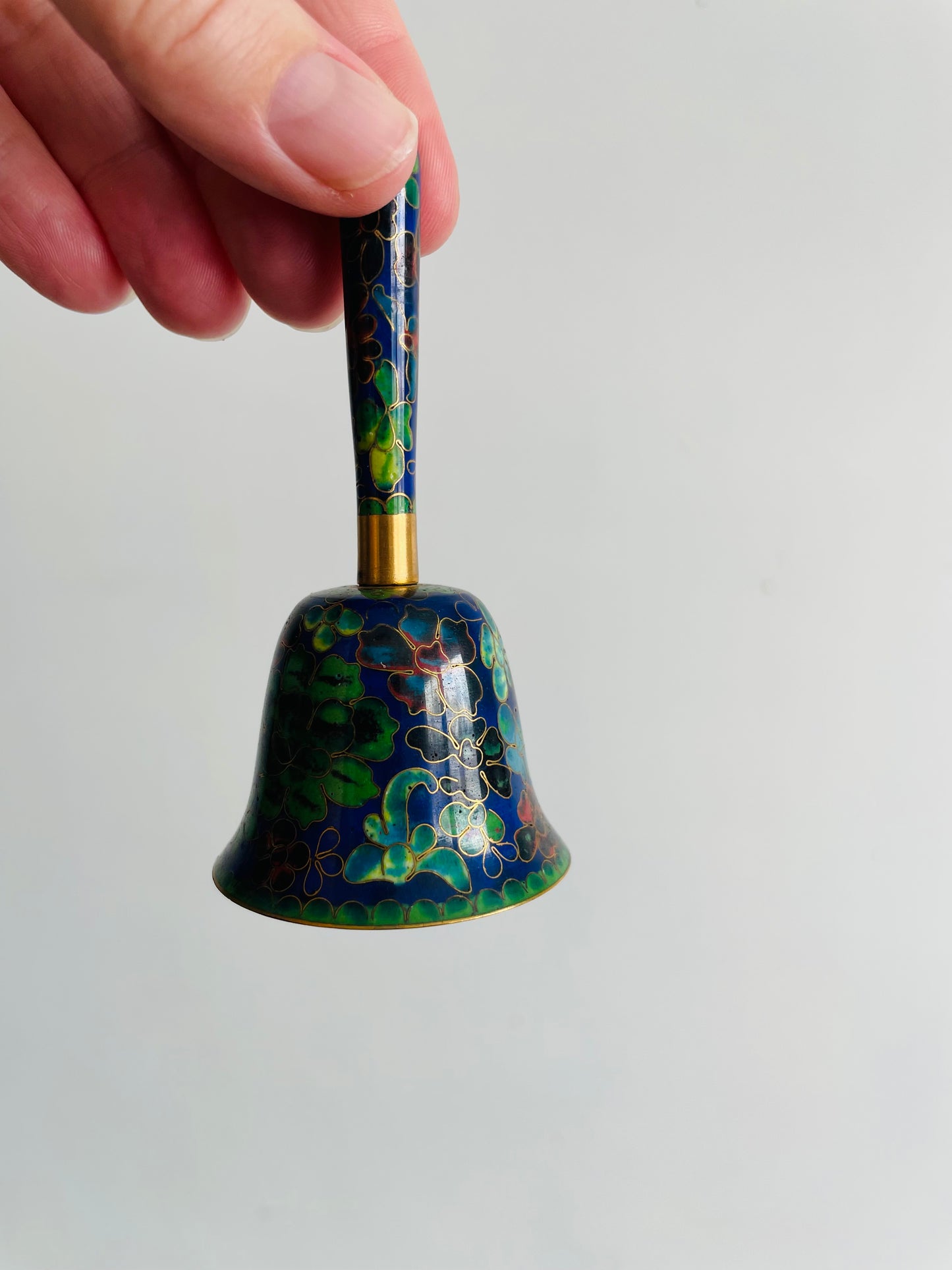 Enamelled Cloisonne Hand Bell with Floral Design