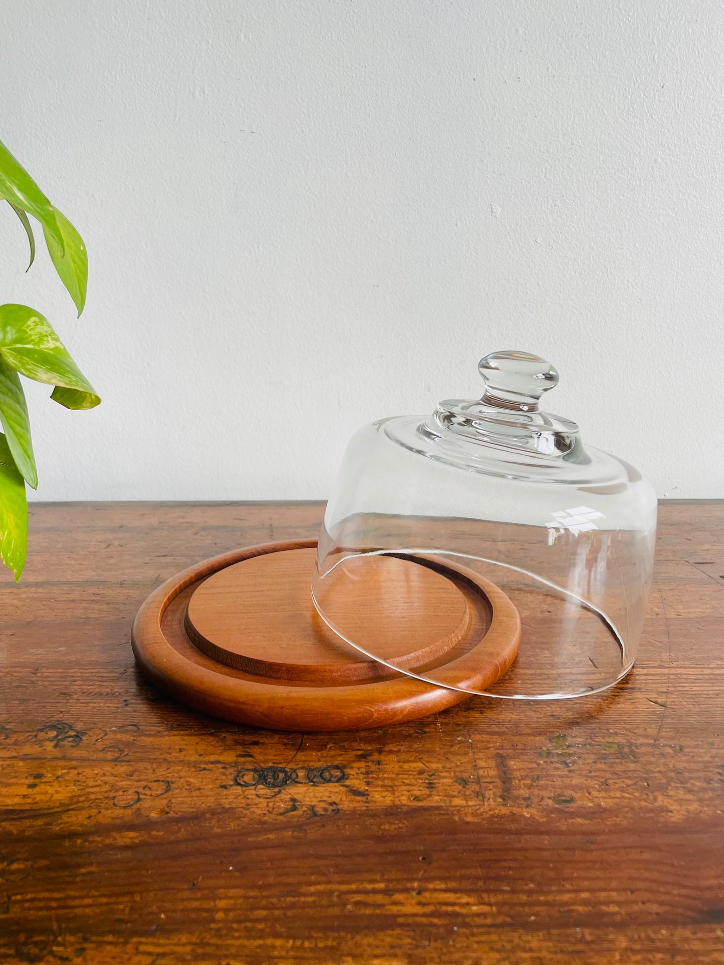 Original Thai Teak Wood Cheese Board Cloche Serving Platter