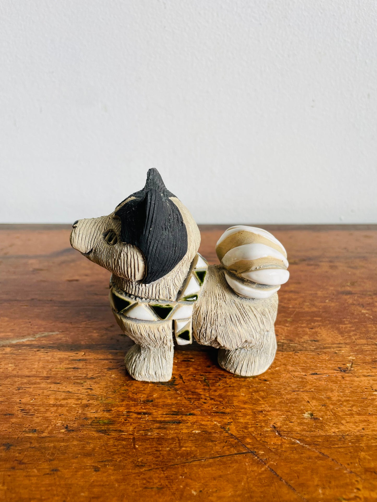 Vintage Artesania Rinconada Uruguay Pottery Husky Dog Figurine #108