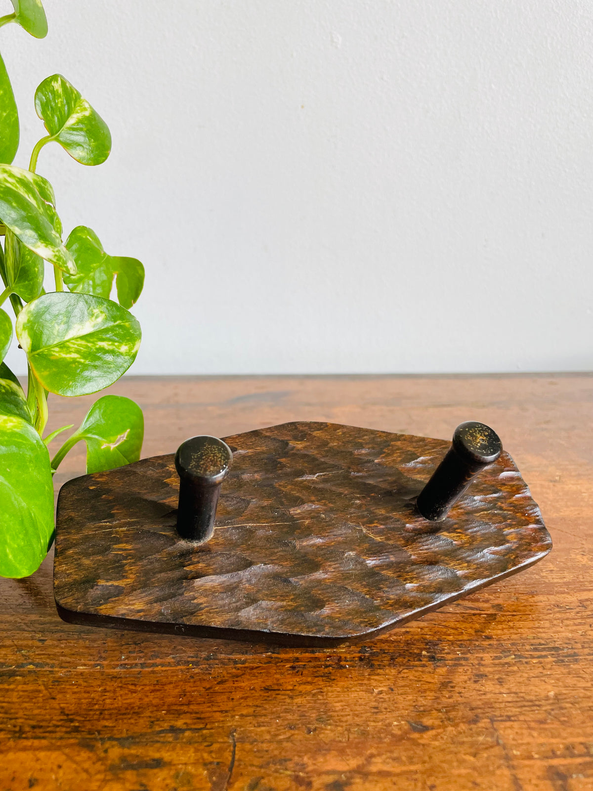 Vintage Wood Wall Hook Hanger with Two Hooks for Hanging