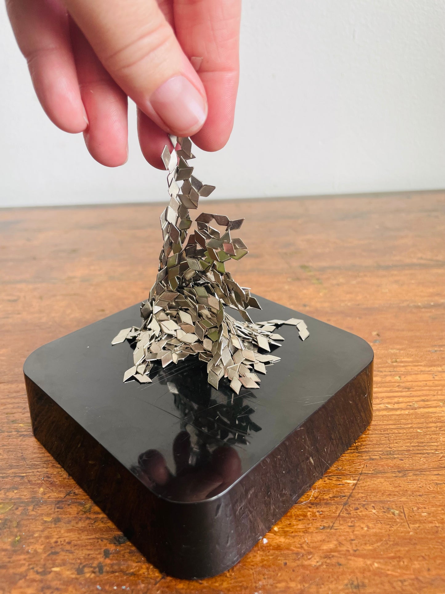 Vintage 1973 Crdl Inc. Magnetic Moldable Desk Toy Paperweight Puzzle Sculpture Game - Mini Metal Pieces to Shape for Hours of Fun! - Made in Hollywood, California