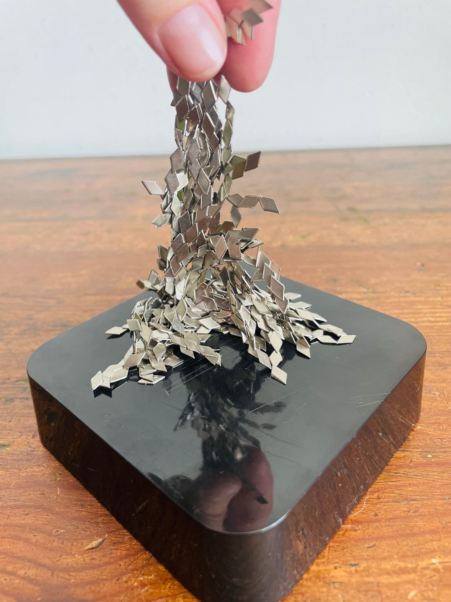 Vintage 1973 Crdl Inc. Magnetic Moldable Desk Toy Paperweight Puzzle Sculpture Game - Mini Metal Pieces to Shape for Hours of Fun! - Made in Hollywood, California