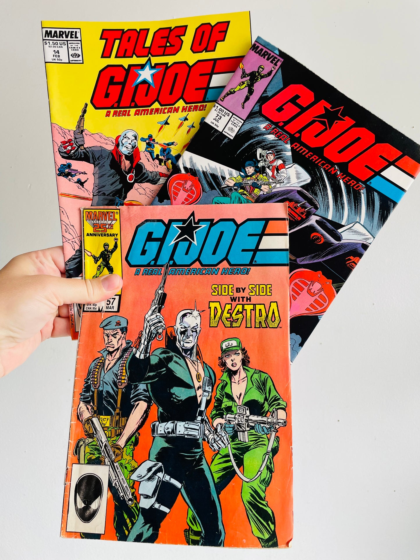 Vintage 1987, 1988, 1989 Marvel G.I. Joe Comic Book Bundle - Includes 3 Comics - Issue 14, Issue 57, Issue 73 - Tales of G.I. Joe