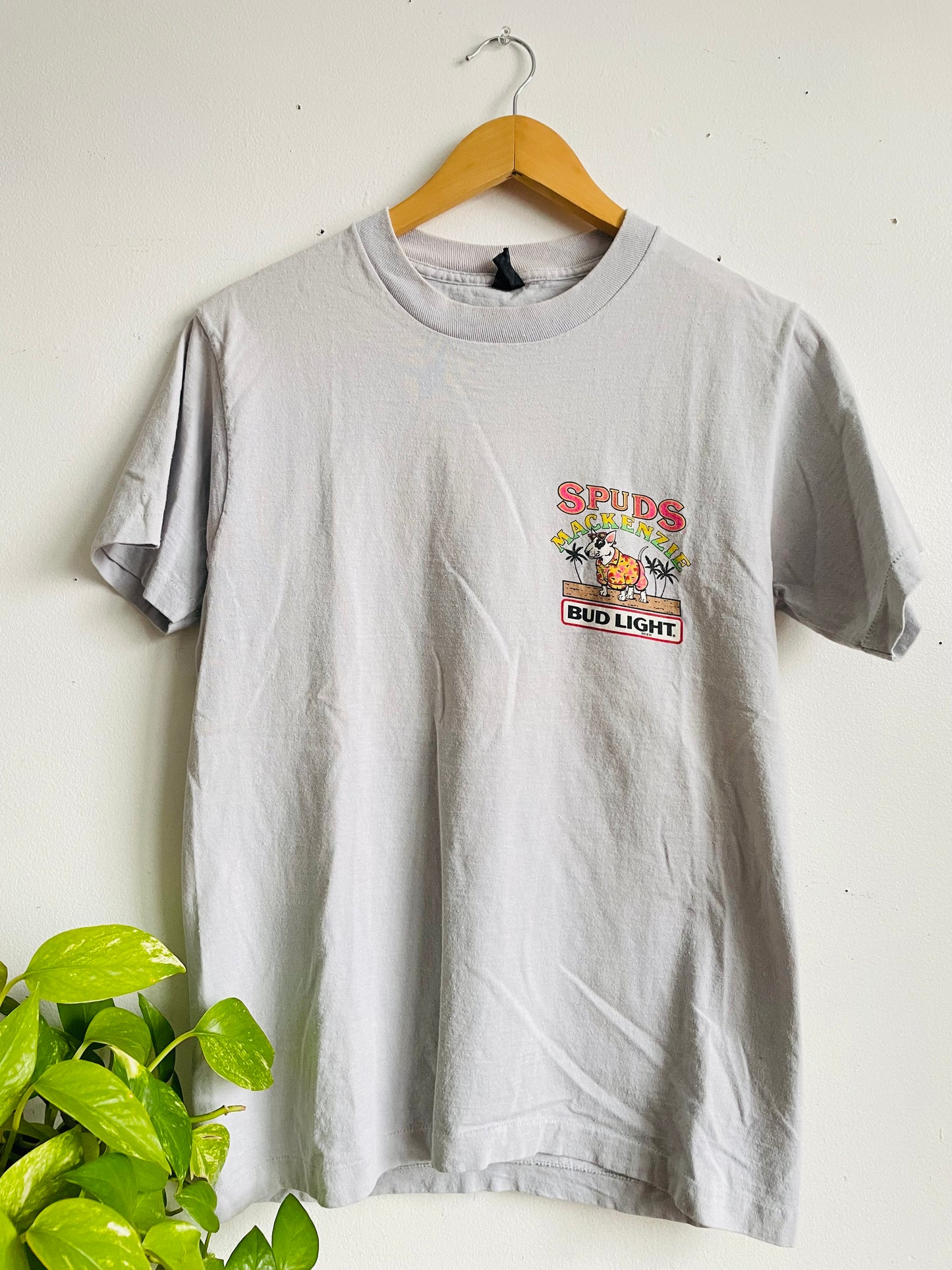 Vintage 1986 Spuds Mackenzie Bud Light Beer - The Original Party Animal T-Shirt - Tropical Surfing Bull Terrier Dog