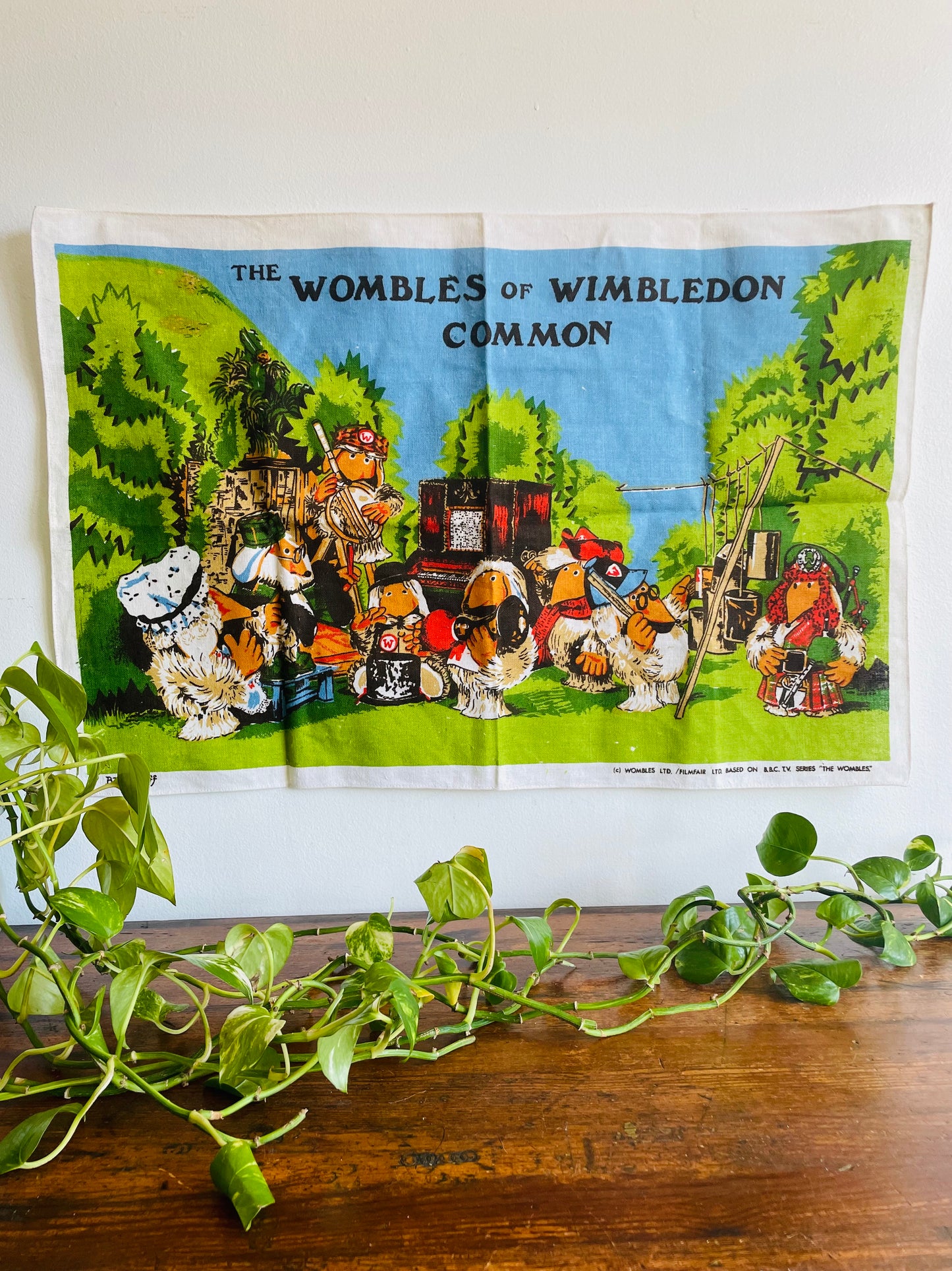 Brand New Vintage Blackstaff Linen Tea Towel - The Wombles of Wimbledon Common - Based on BBC TV Series "The Wombles"