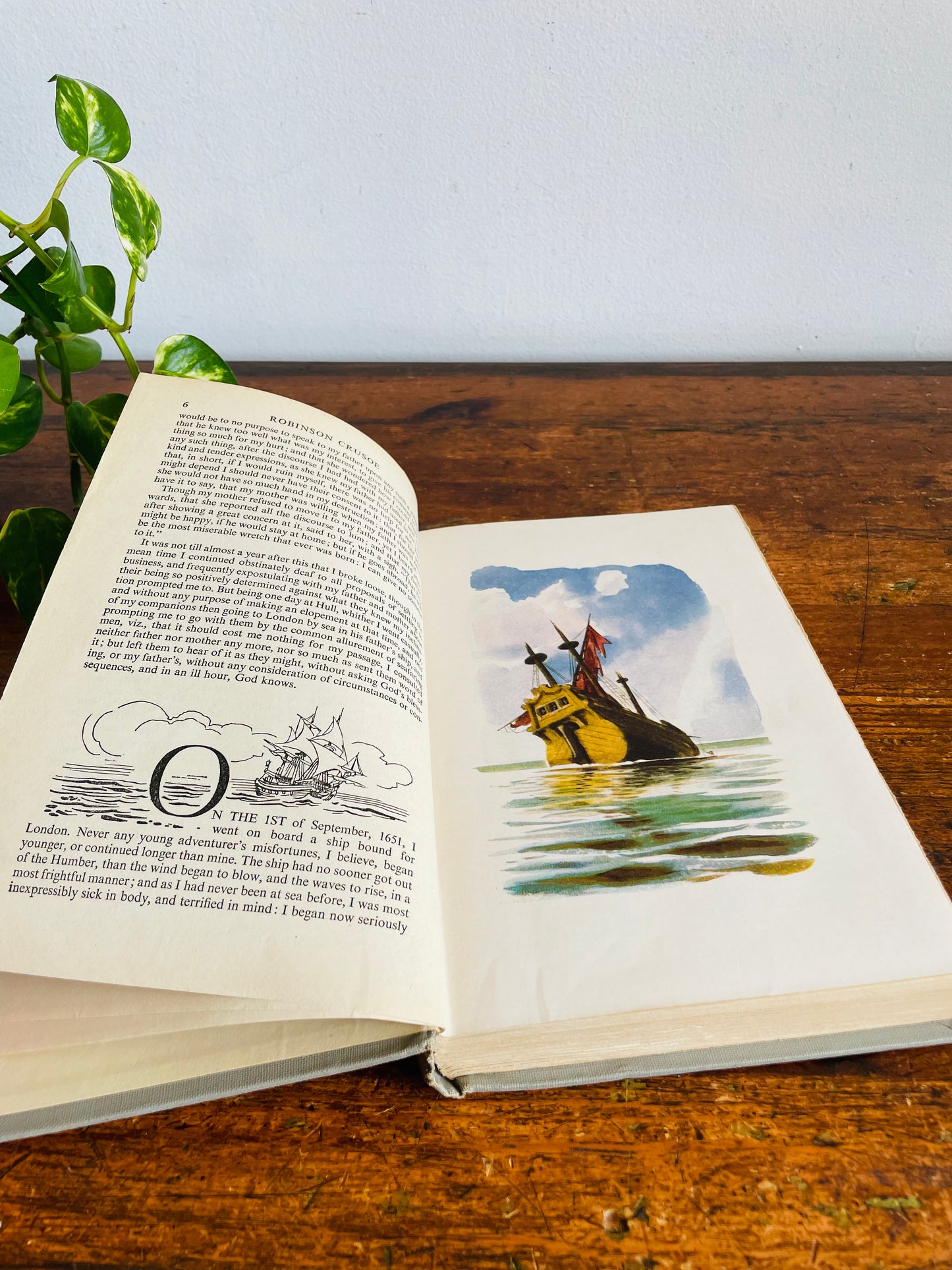 Vintage Robinson Crusoe Hardcover Book by Daniel Defoe - Illustrated by Fritz Kredel (1945)