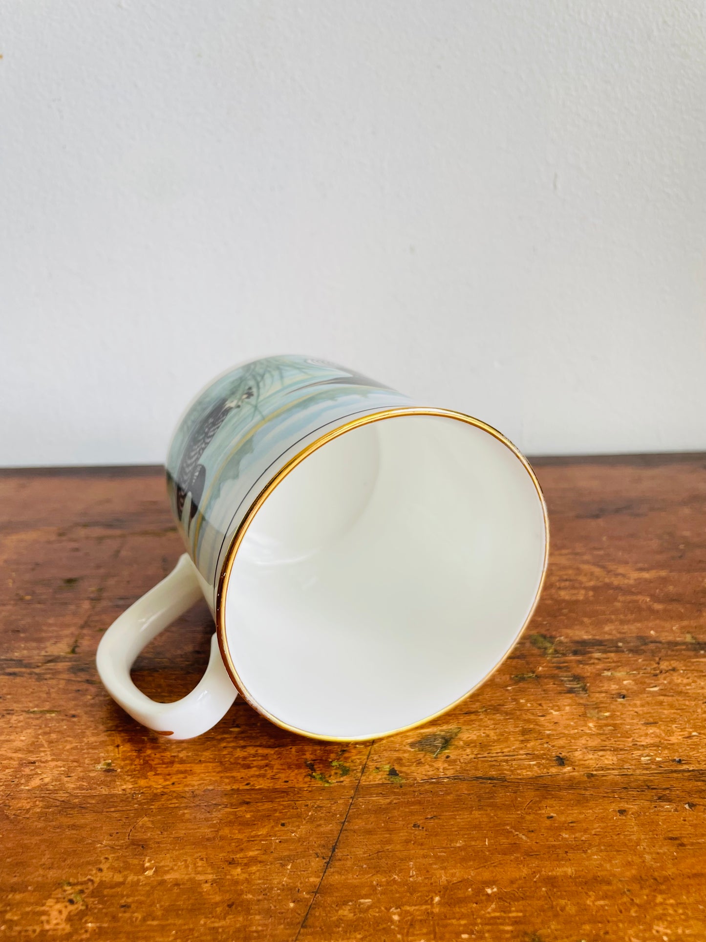 Vintage Mug With Loon Birds on Lake Graphic #2 - Sunrise Fine Bone China - Made in Canada