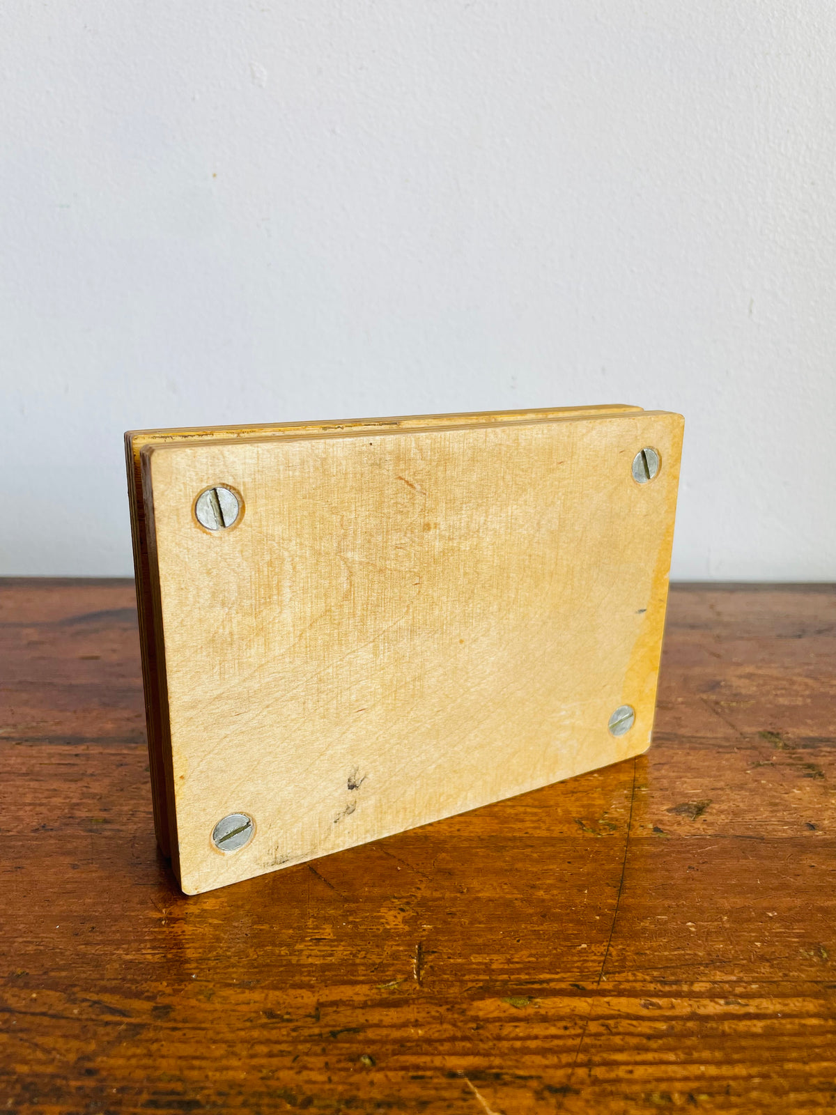 Vintage 1981 Rectangular Wood Flower Press with Floral & Butterfly Design & Wing Butterfly Screws - 5.5" x 4"