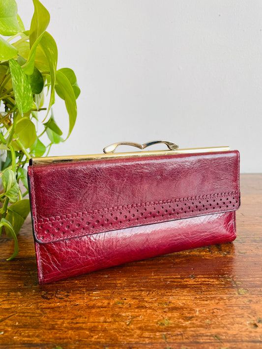 Vintage Renwick Made in Canada Wallet - Italian Leather - Burgundy Brown with Gold Hardware