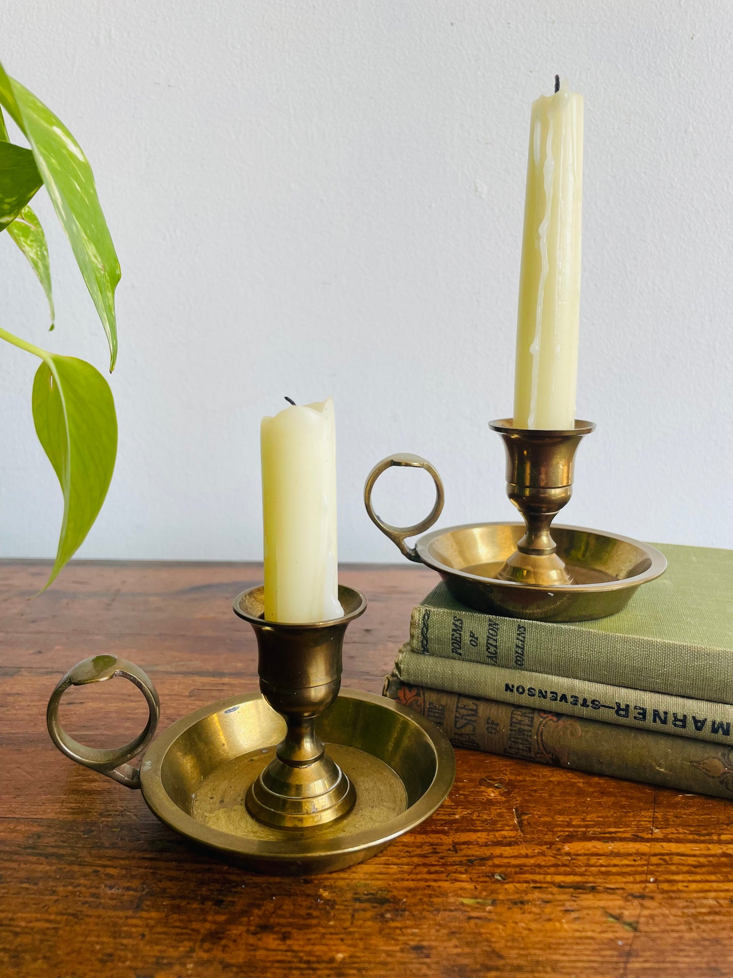 Solid Brass Chamberstick Candle Holders - Set of 2 - Made in India