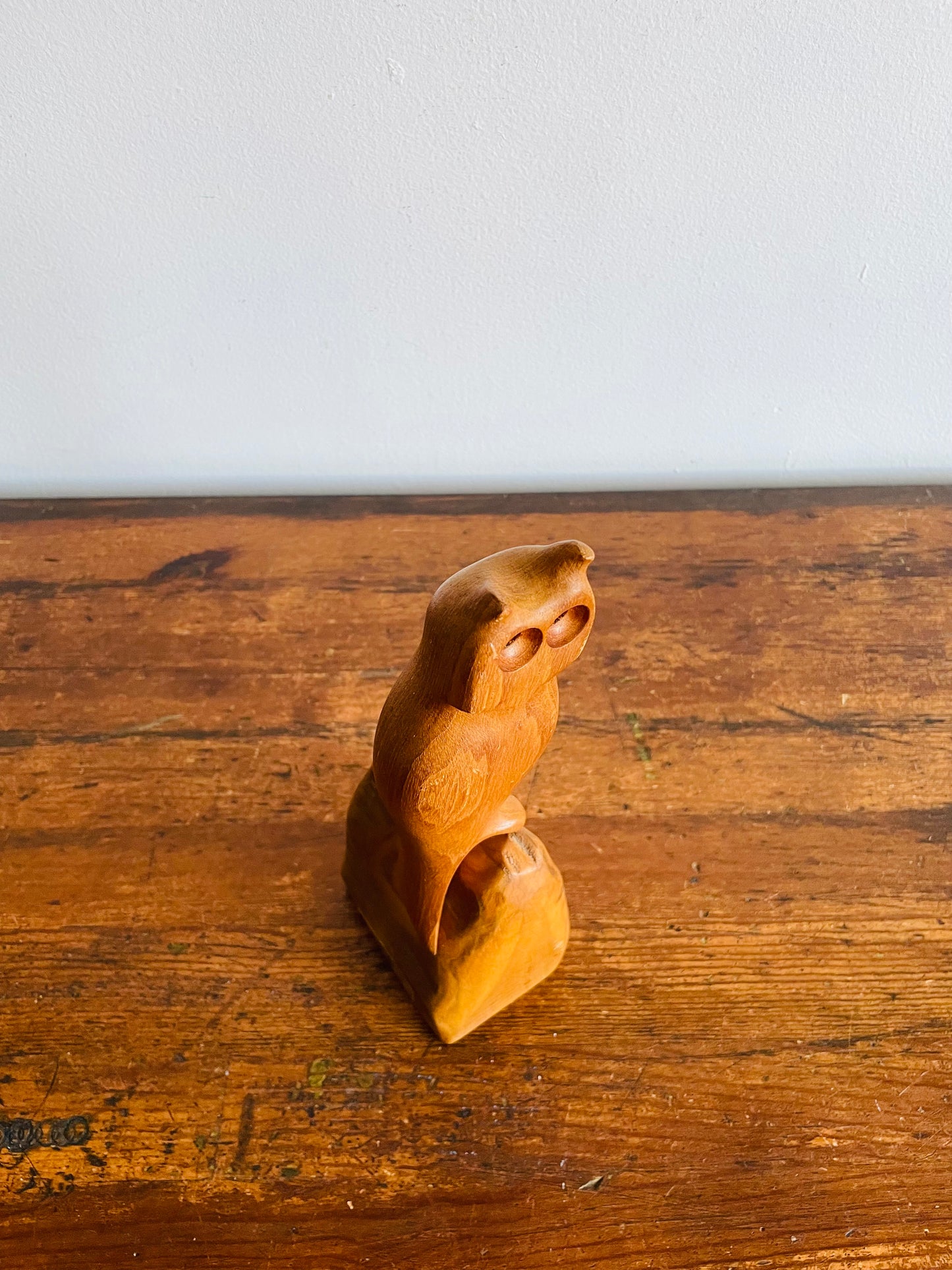 Carved Wood Owl Statue by Canadian Artist Imants Grantins of Lake St. Peter, Ontario