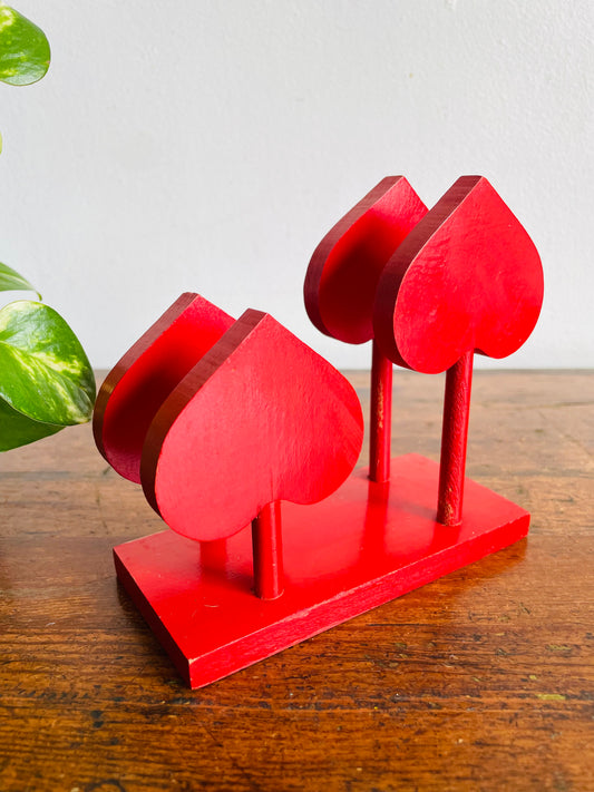 Vintage Aarikka Finland Red Wood Napkin Holder with Spade Heart Design - Finnish Scandinavian Scandi Kitchen