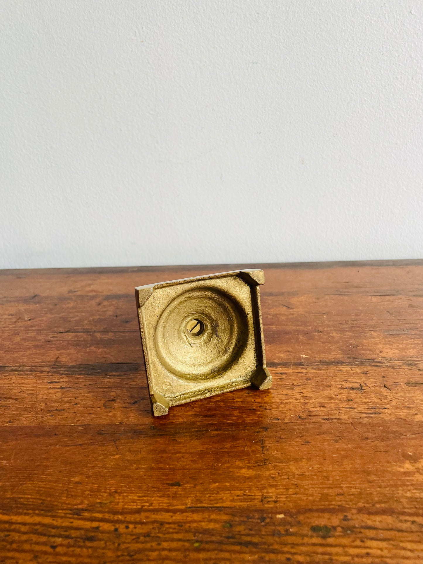 Solid Brass Square Base Candlestick Holder