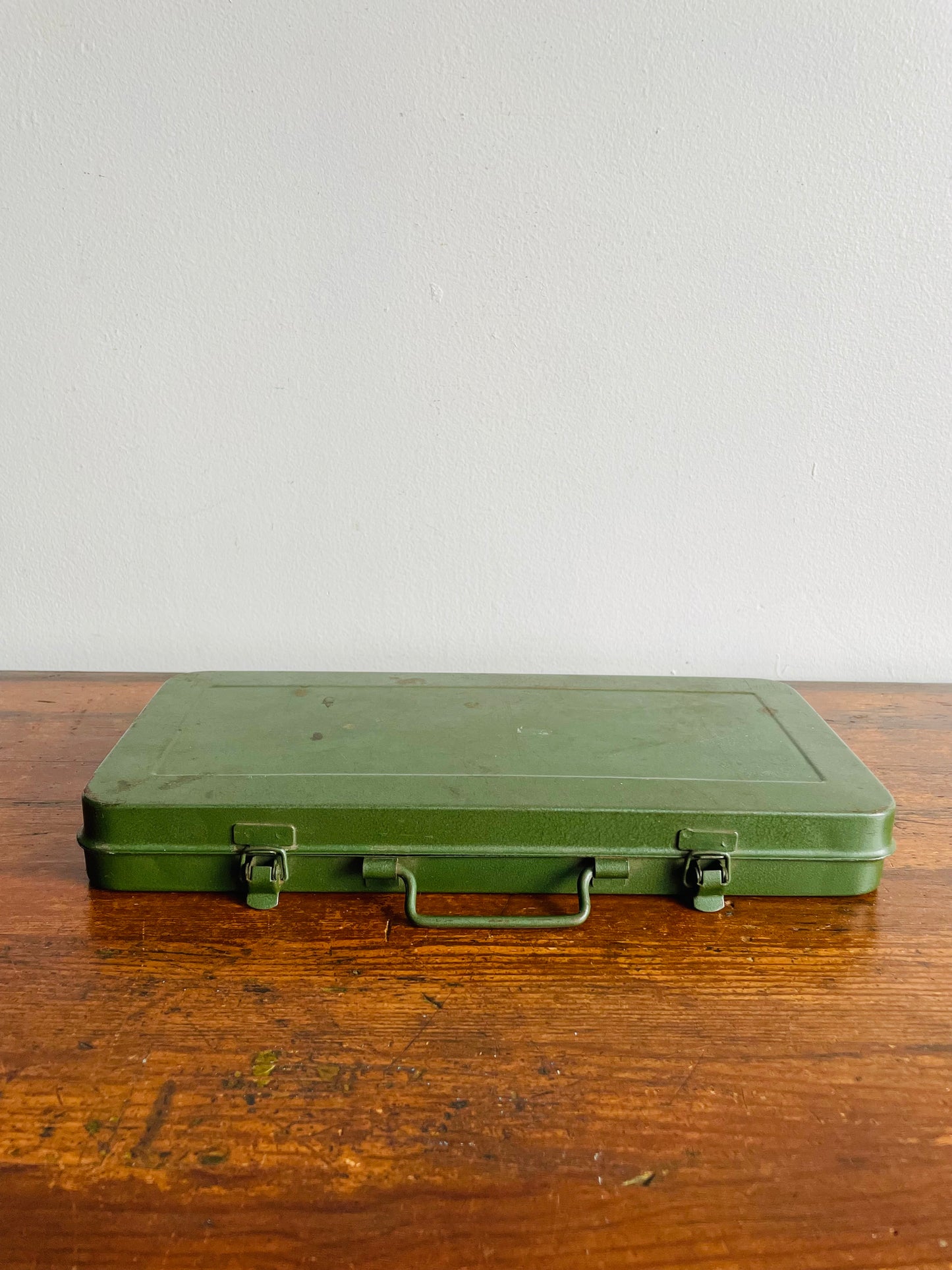 Slim Green Metal Tool Case - Originally Intended for a 40 pc. Socket Wrench Set - Made in Taiwan