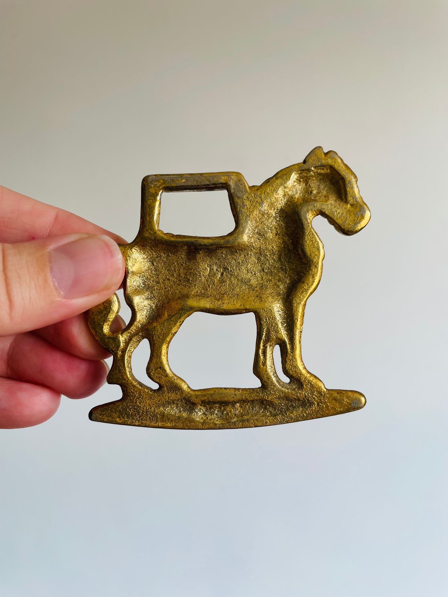 Horse Brass Medallion Hanging Wall Decor with Horse with Saddle