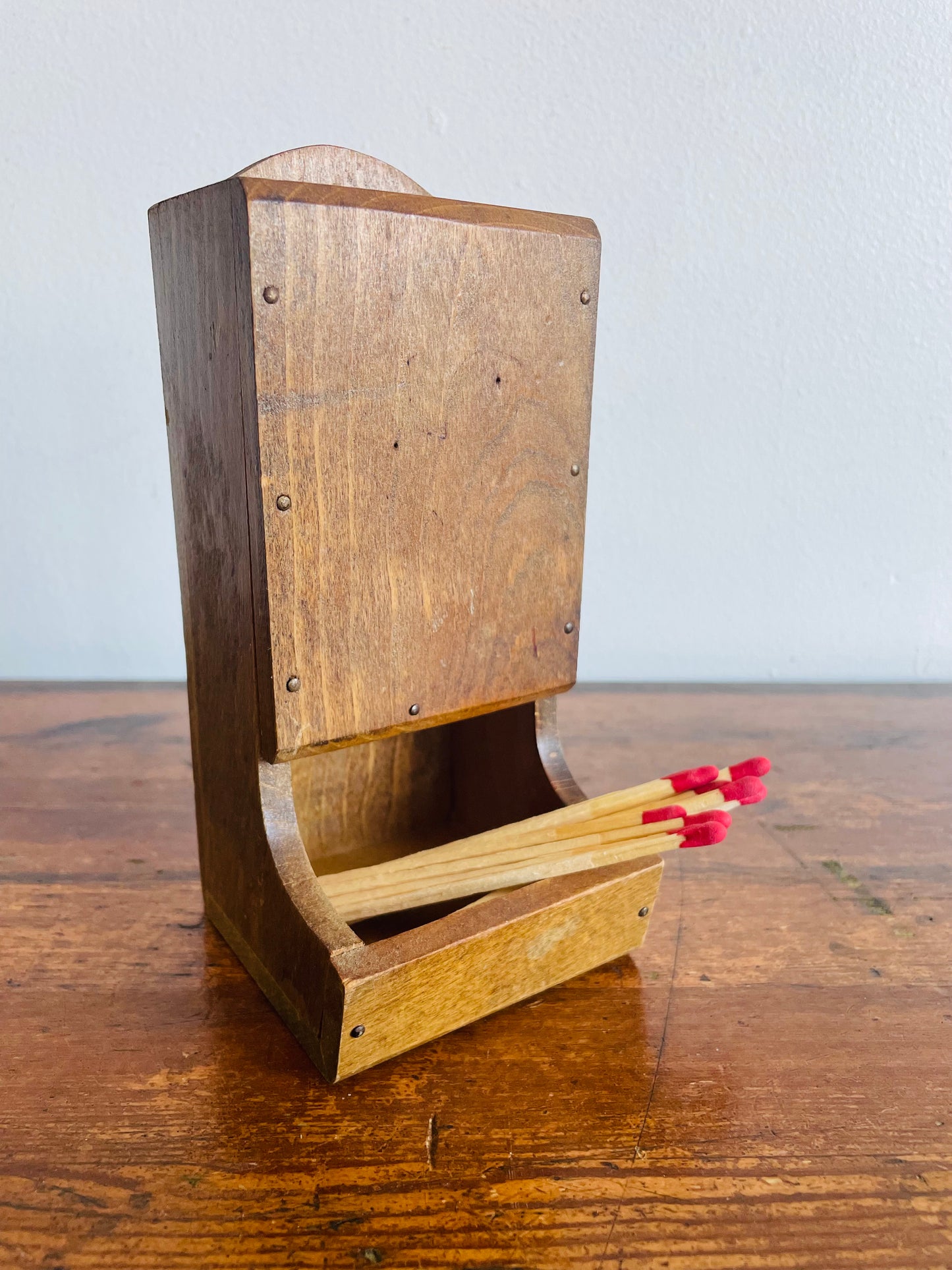 Wood Wall Mount or Standing Matchstick Holder - Made in Japan