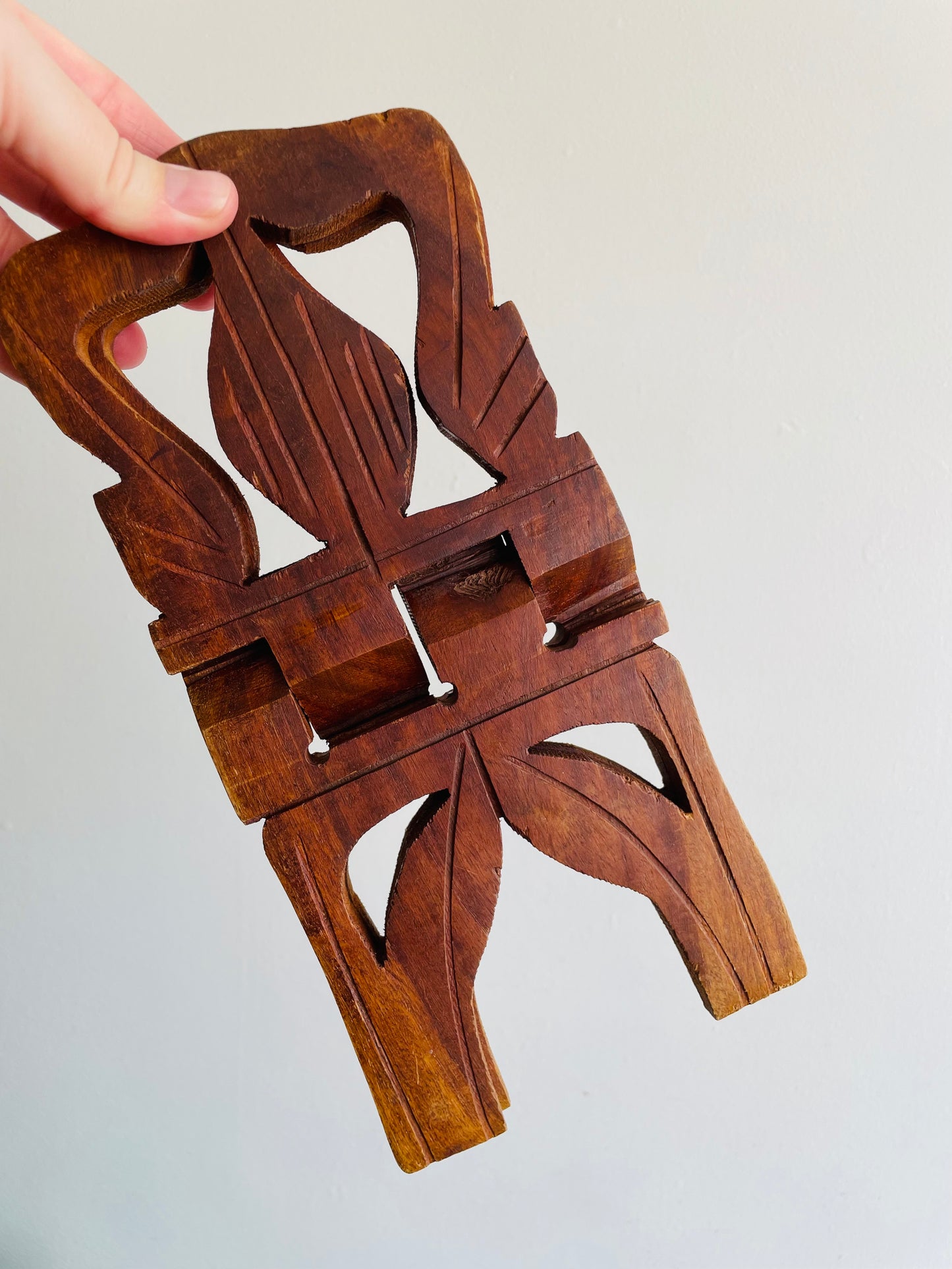 Carved Wooden Book Holder Stand