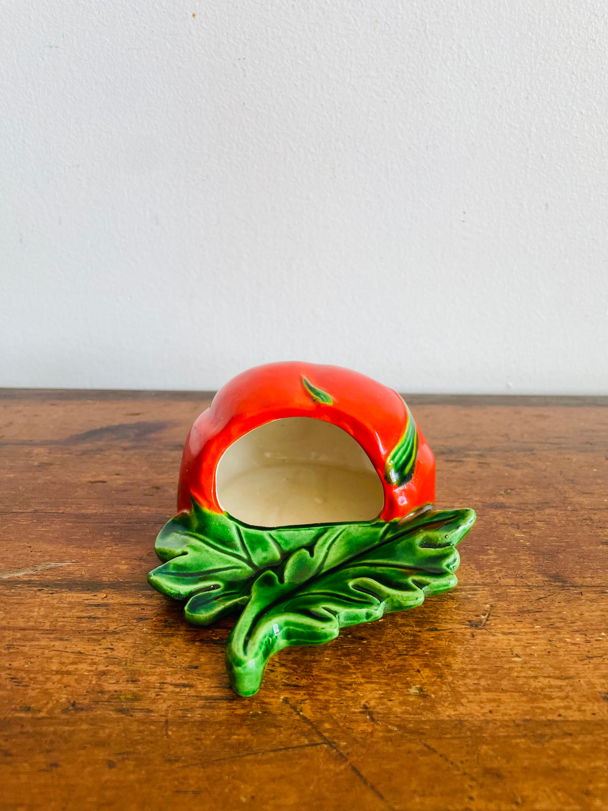 Vintage Red Tomato Wall Pocket Hanging Planter Vase - Kitschy Fun Decor