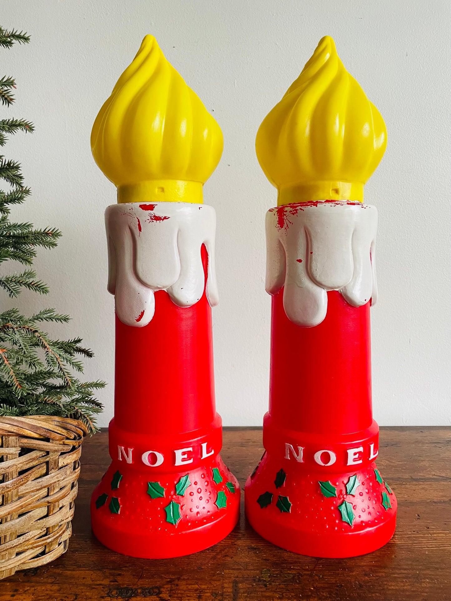 Noel Blow Mold 18.5" Christmas Candles - Set of 2