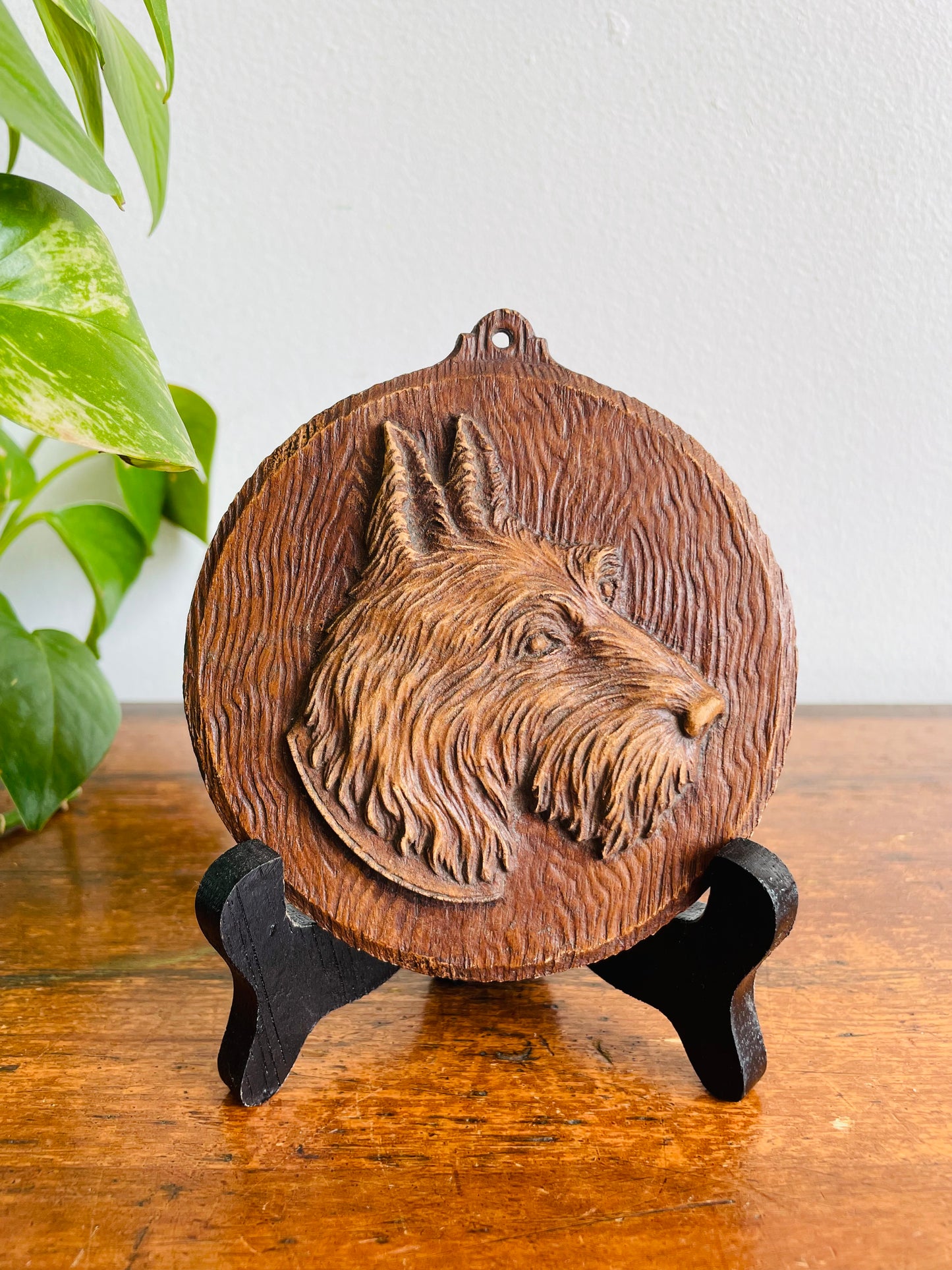 Carved Resin Wall Plaque Picture of Scruffy Terrier Dog