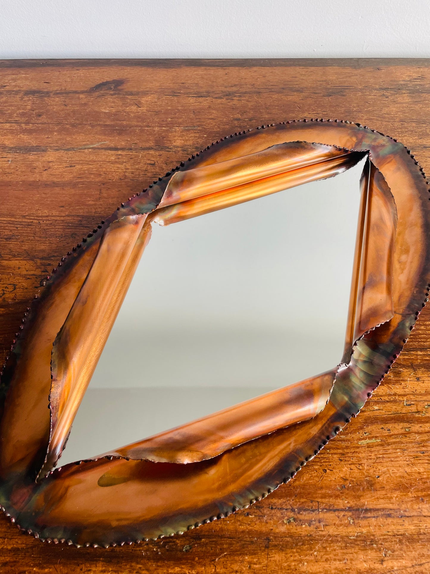 Brutalist Style Wall Mount Copper Mirror