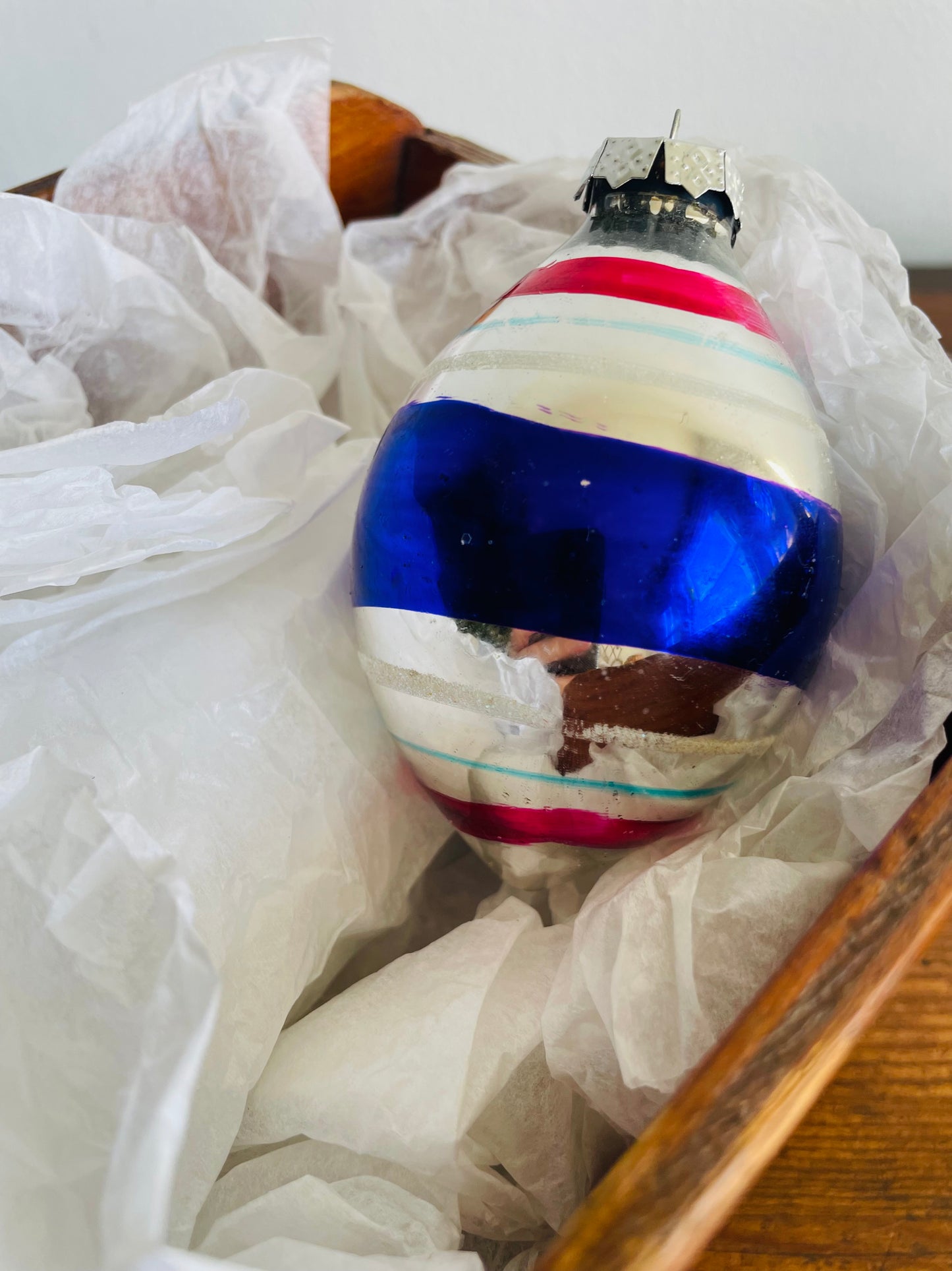 Glass Ornament with Large Purple Blue Stripe