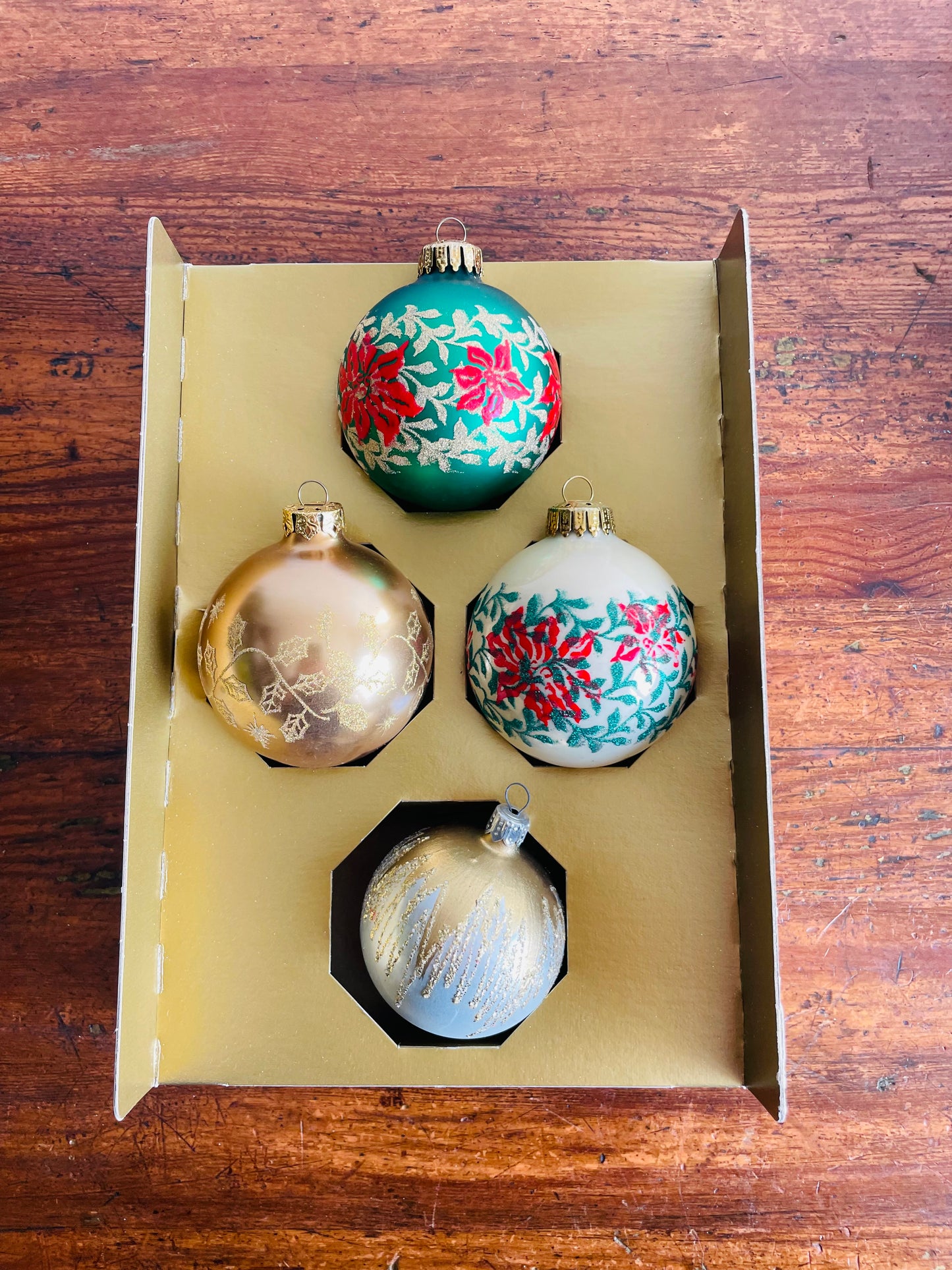 Noma Accents Glass Ornaments - Made in Canada - Set of 4 Mixed Colours