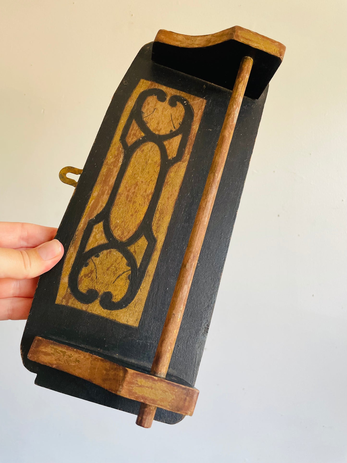 Vintage Handmade Carved Wood Kitchen Dishcloth or Hand Towel Rack - Could Also Hang Necklaces!