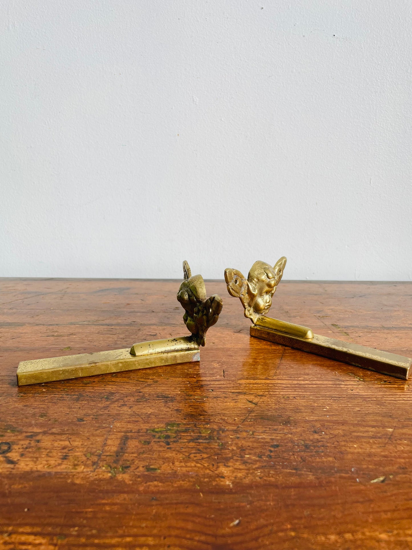 Vintage Solid Brass Cherub Angel Hook Hangers or Brackets - Great Project or DIY Piece - Set of 2 Hardware Pieces - Would be Great Stocking Hangers!