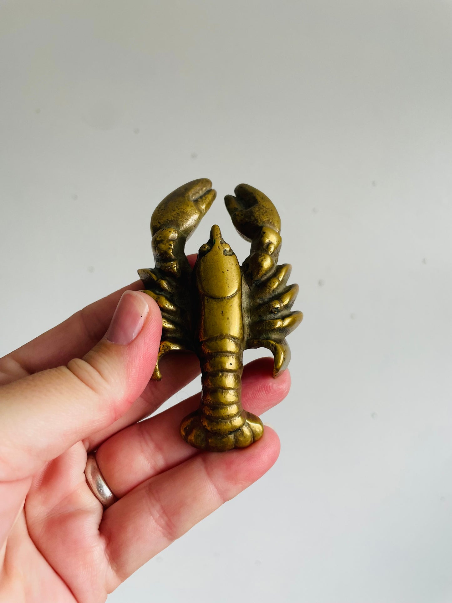 Vintage Solid Brass Lobster Paperweight Figurine