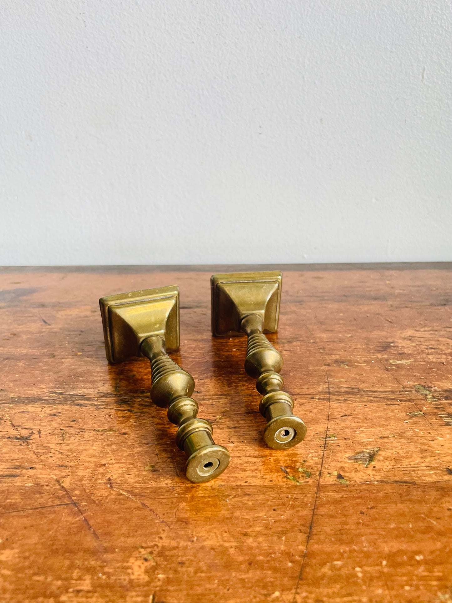 Vintage Miniature Brass Candlesticks - Set of Two
