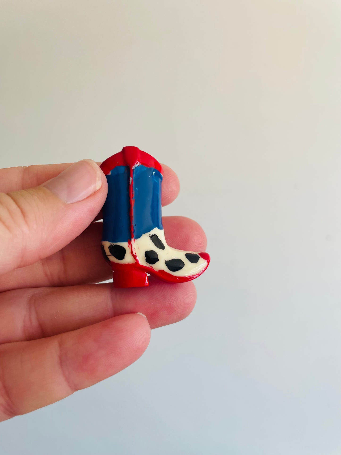 Cowboy Boot Button Cover - Red & Blue - Clip Over Your Button to Add Some Flair!