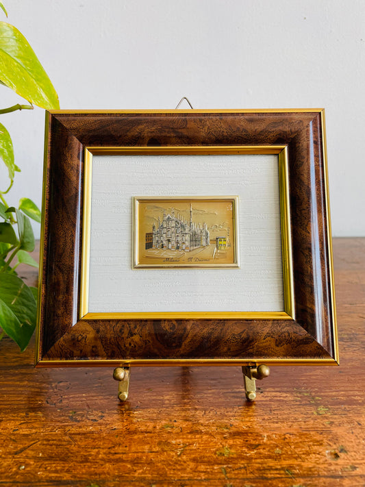 Vintage Lamina Argento 925 Hand-Pressed Chromolithograph Engraved on Satin-Finish Silver Foil Picture - Il Duomo, Milan - Made in Italy