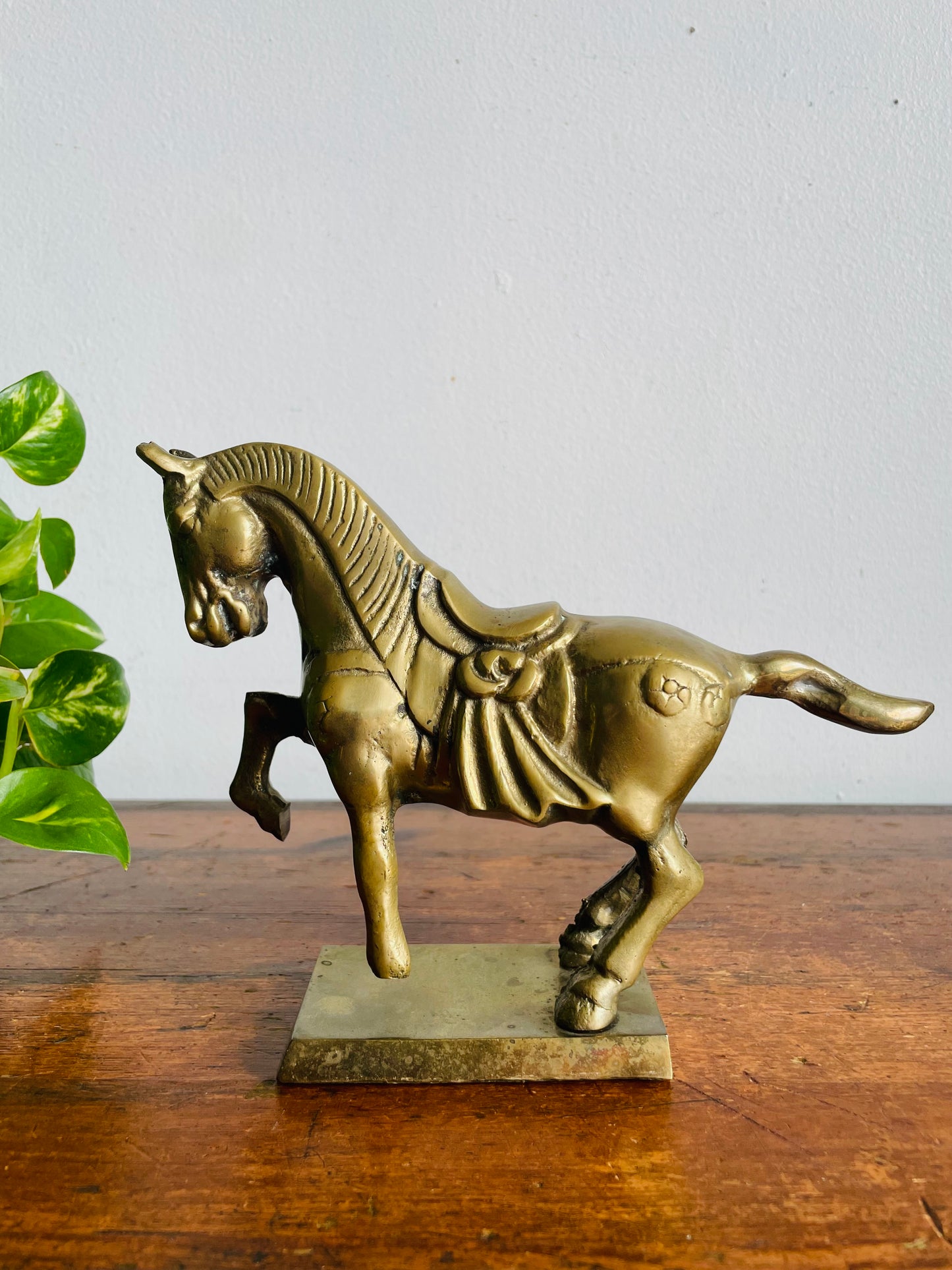 Vintage Solid Brass Horse Statue Equestrian Figurine