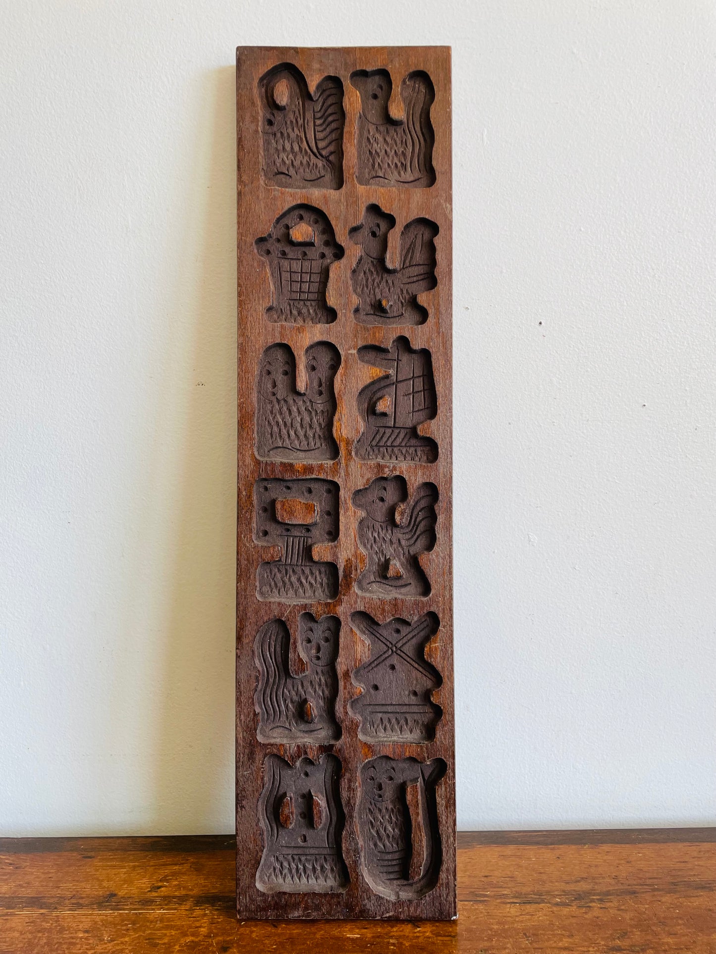 Vintage Large Hand Carved Wooden Dutch Cookie Mold - Speculaas or German Springerle Cookies