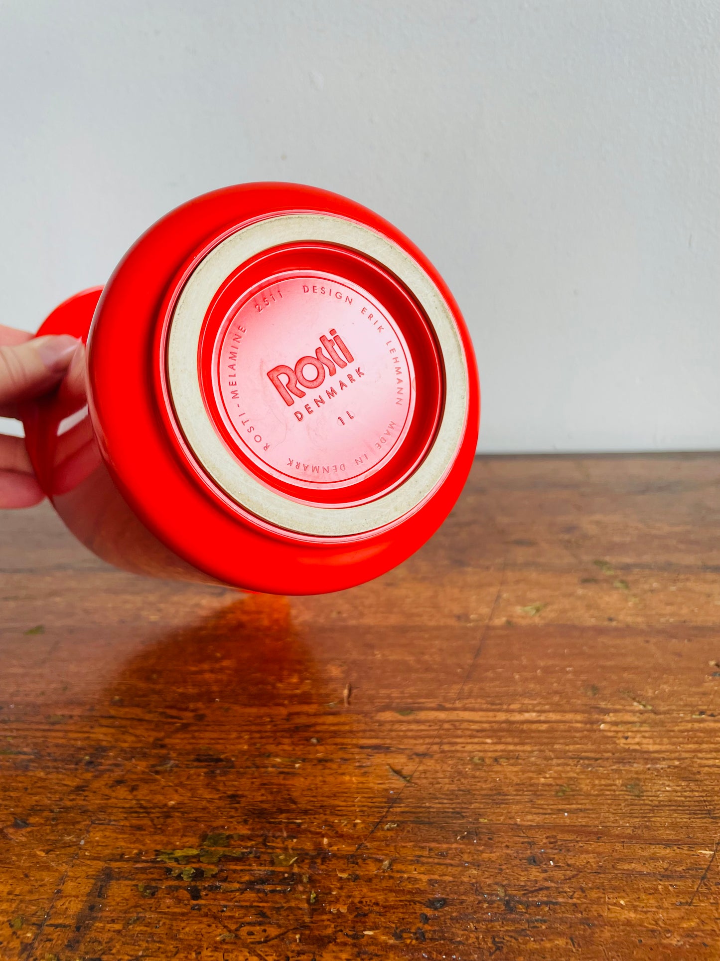 Vintage Rosti Denmark Orange Red Melamine Utensil Holder Caddy #2511 - Erik Lehmann Design - Made in Denmark