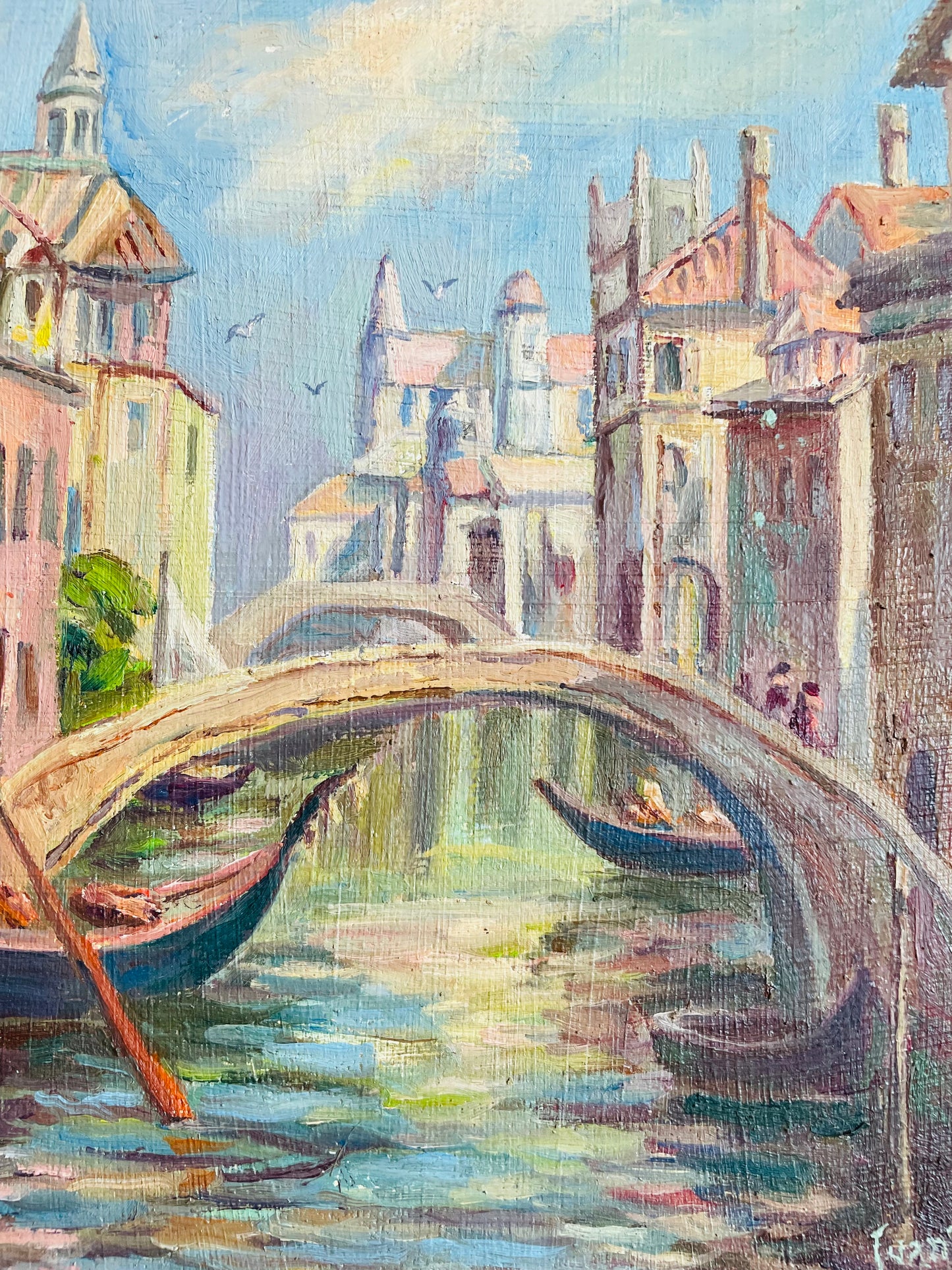 Vintage Original Art Painting Signed by Listed Hamilton Artist Juanita LeBarre Symington - "Venice 1978 Original Sketch"