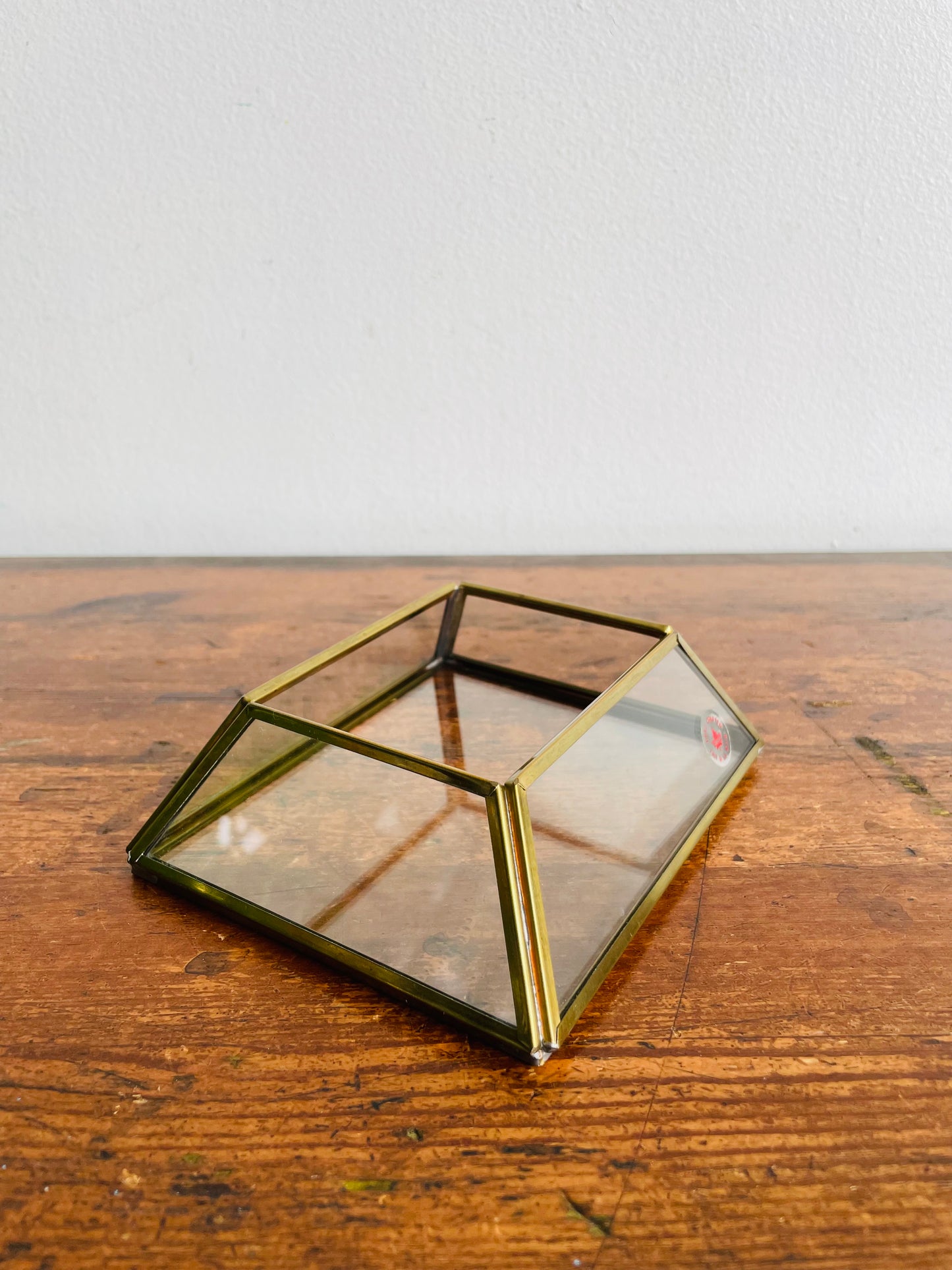 Brass Mirrored Box Holder - Great for Business Cards, Air Plants, Etc. - Made in Canada