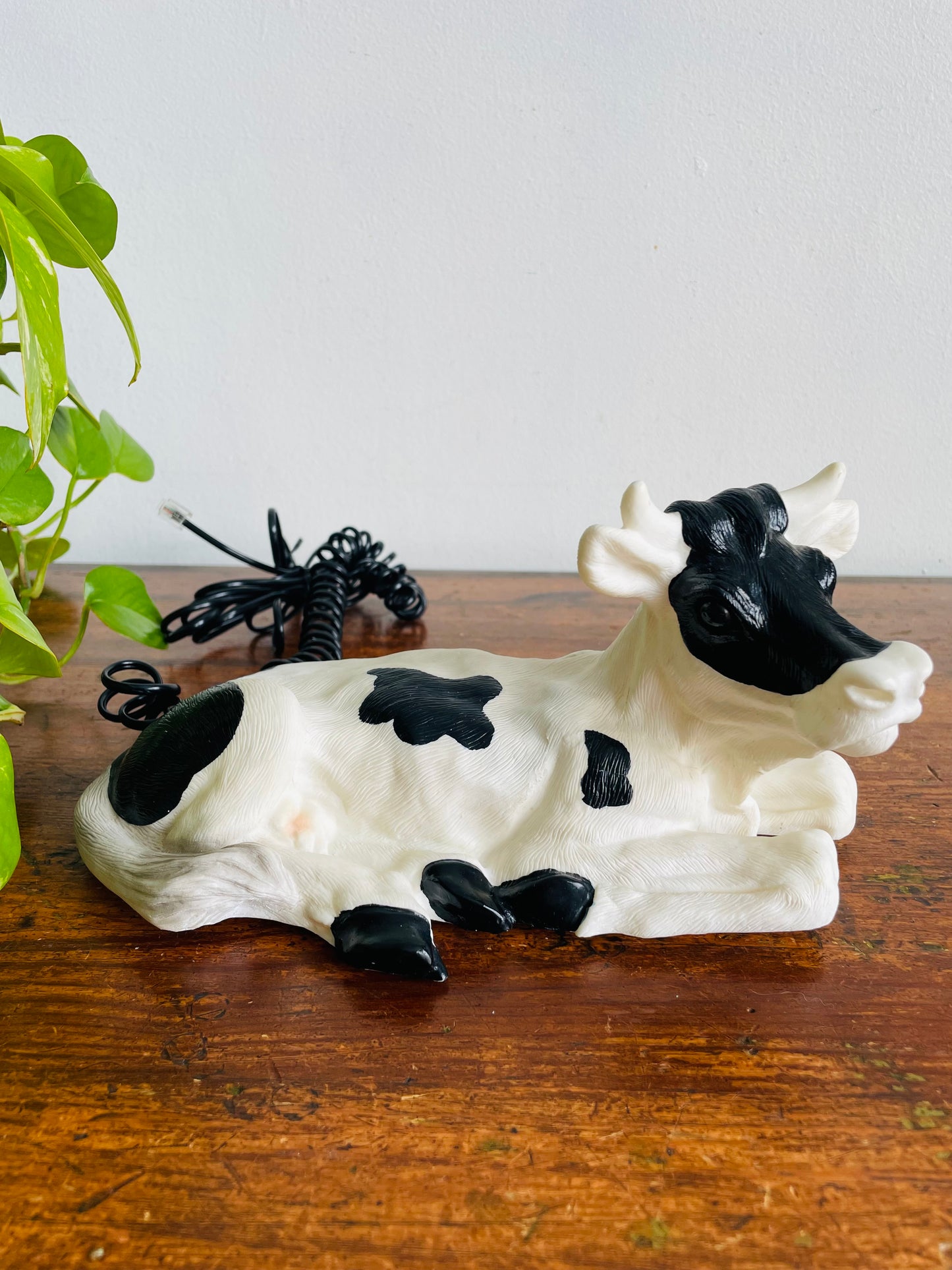 Vintage 1980s Roger's Moo Moo Black & White Cow Phone - Tested / Works - Moos When Someone Calls You!