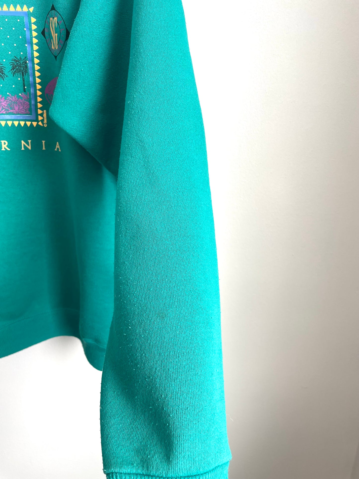 Palm Springs California Turquoise Green Crewneck Sweatshirt - Hanes Heavyweight - Men's Sizing