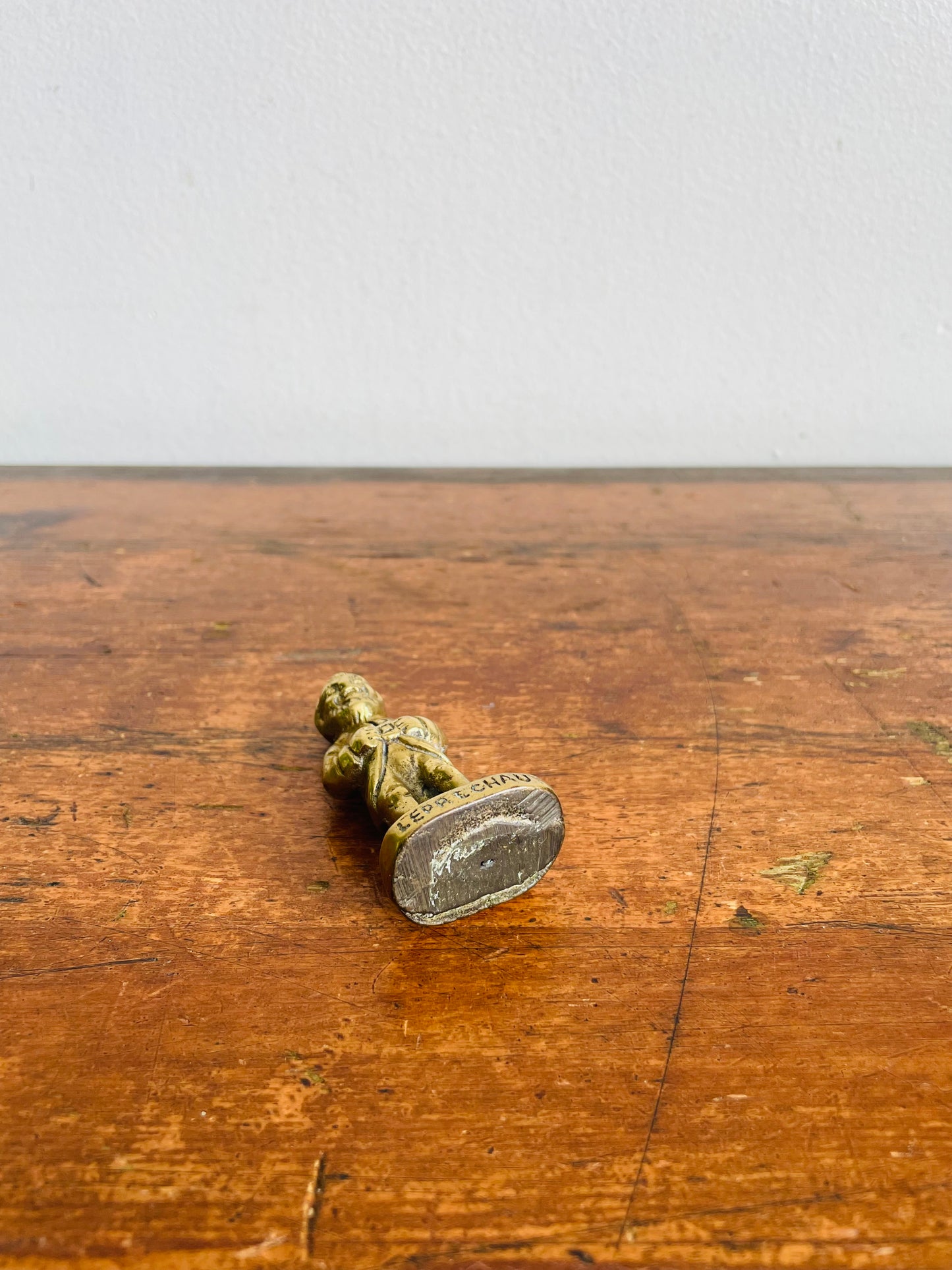 Vintage Mini Solid Brass Irish Leprechaun Statue Figurine