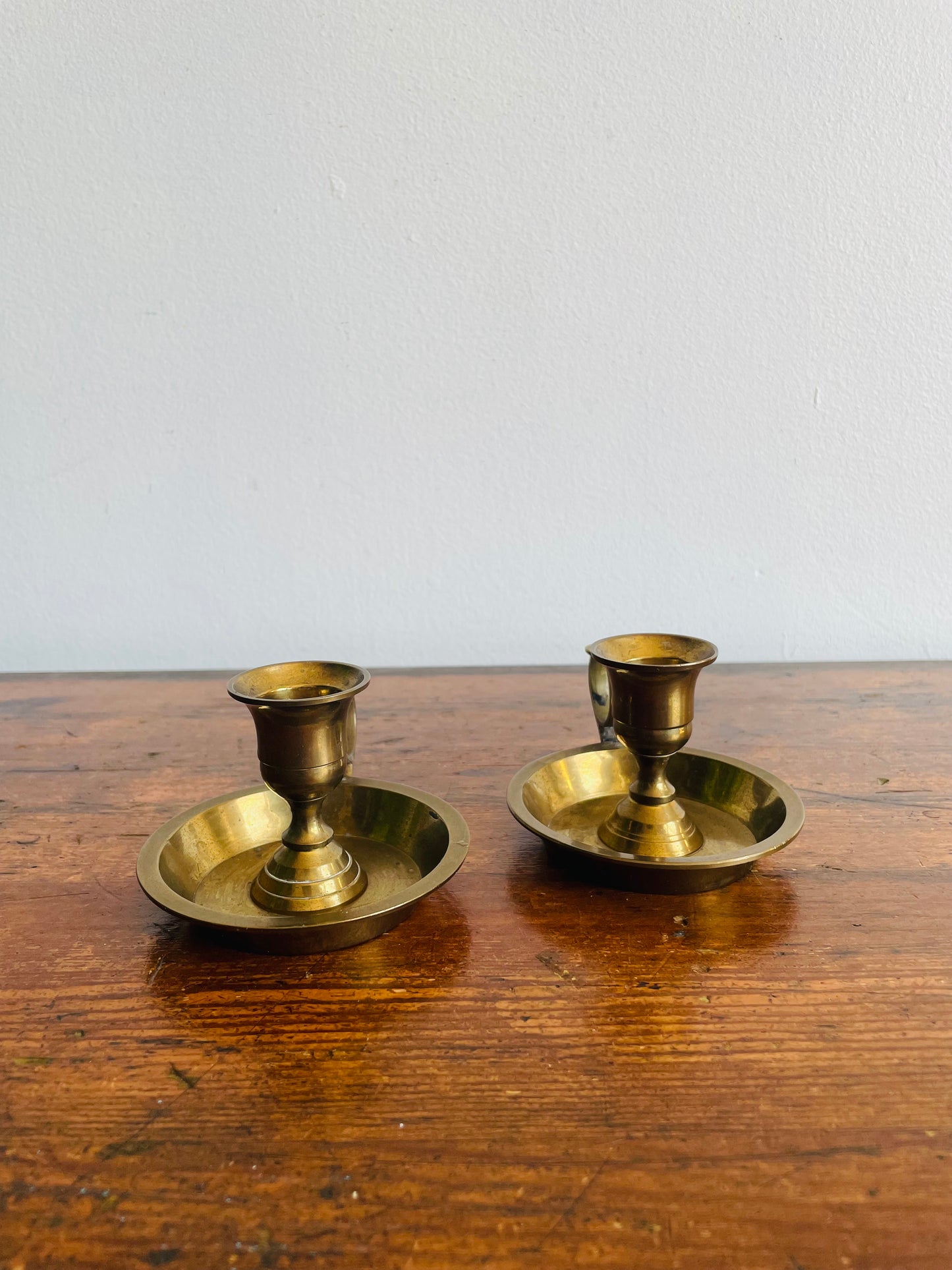 Solid Brass Chamberstick Candle Holders - Set of 2 - Made in India