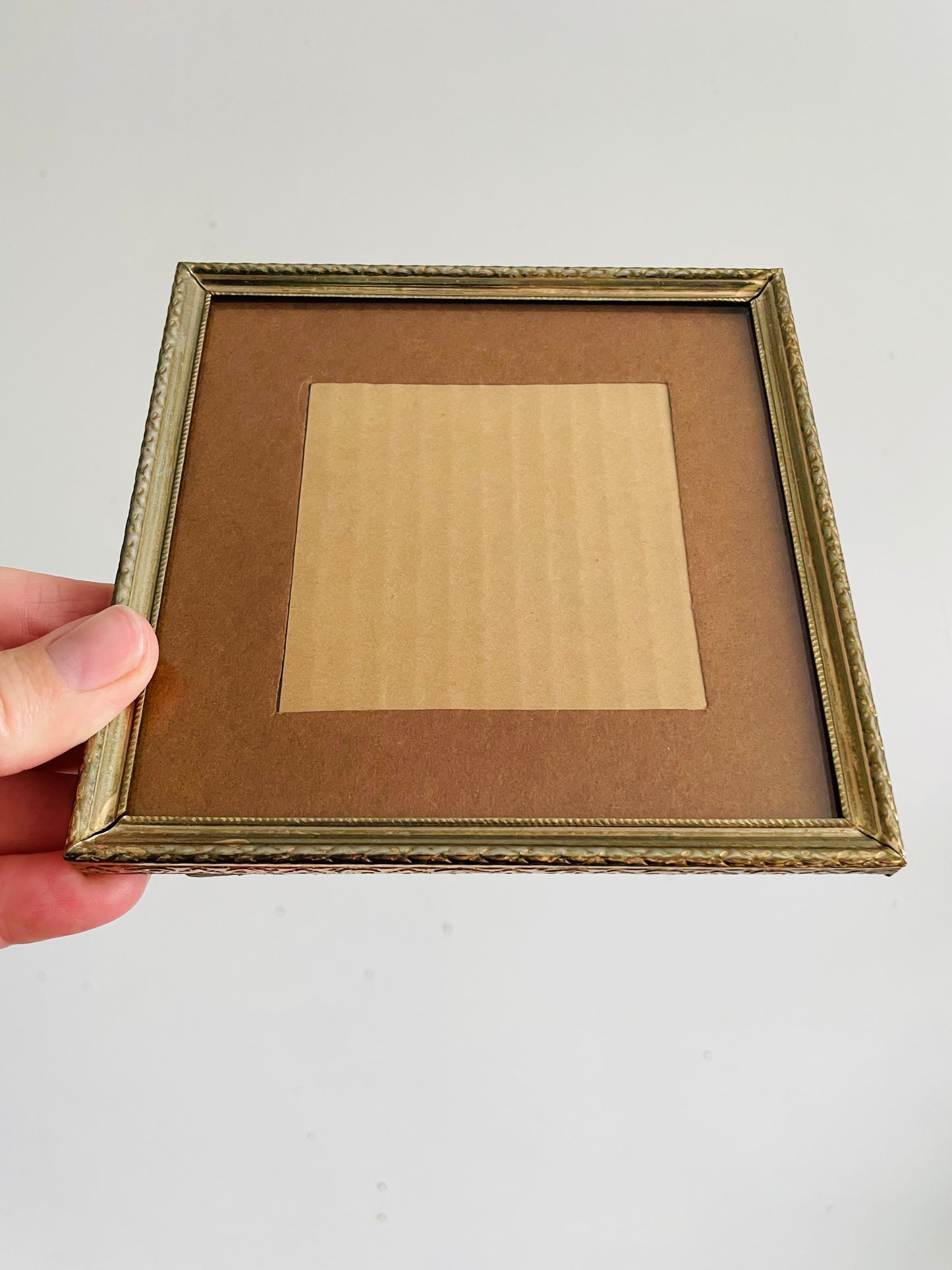 Vintage Collection of Brass & Gold Metal Picture Frames with Easel Backings - Set of 4