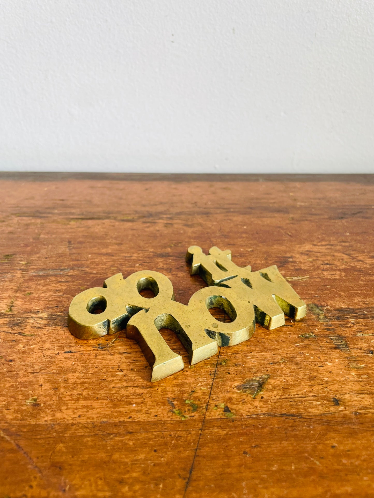 Vintage Solid Brass Do It Now Paperweight Figurine