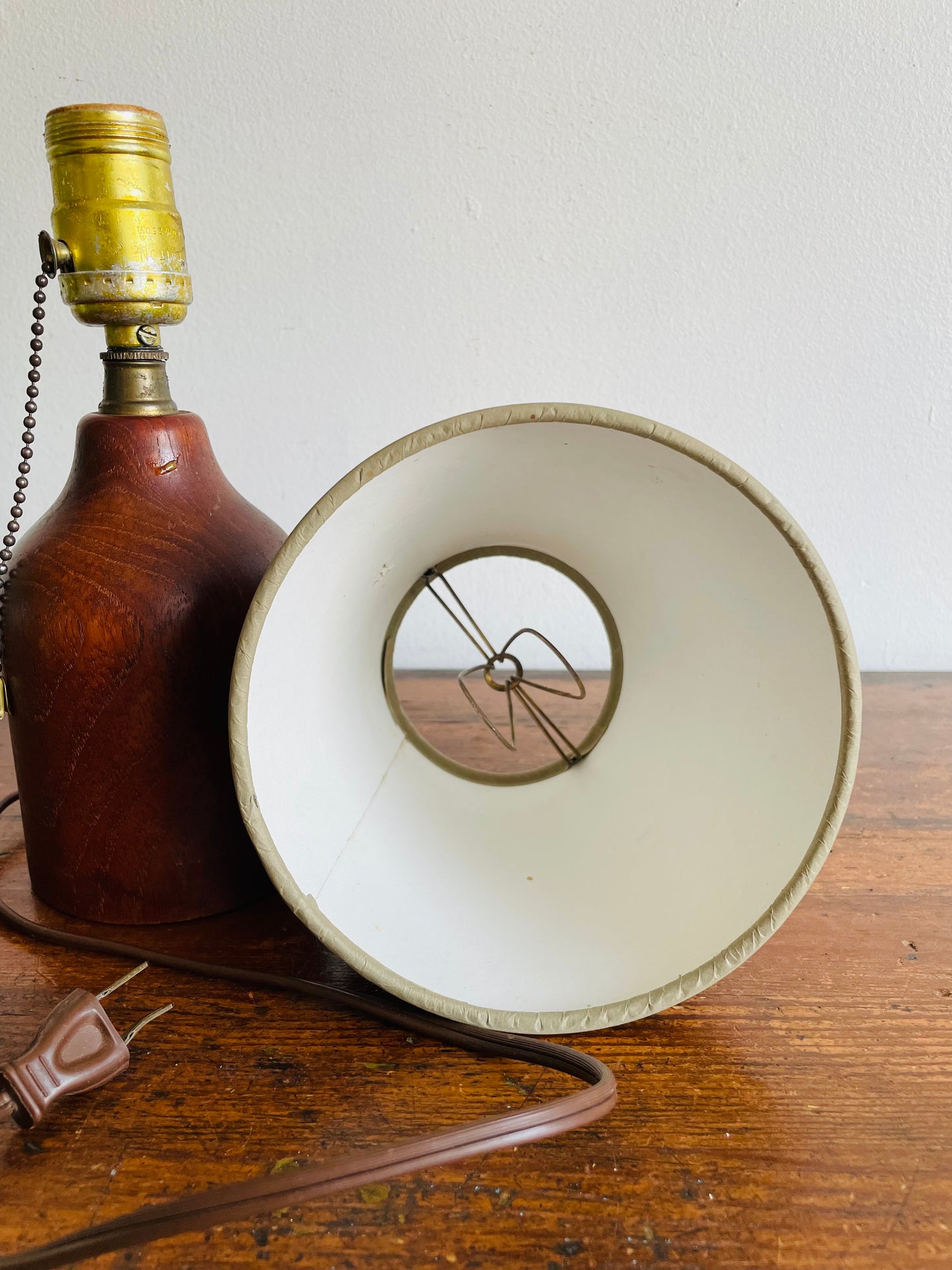 Small Mid-Century Modern Teak Wood Table Lamp