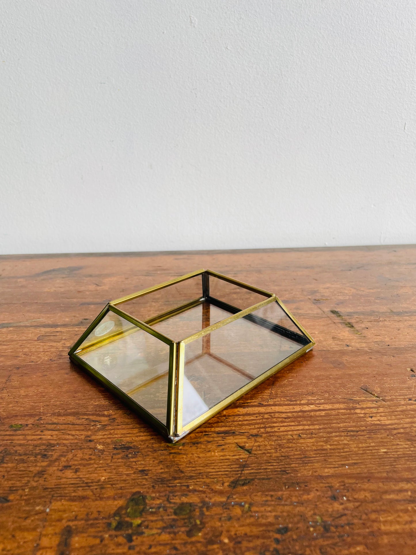 Brass Mirrored Box Holder - Great for Business Cards, Air Plants, Etc. - Made in Canada